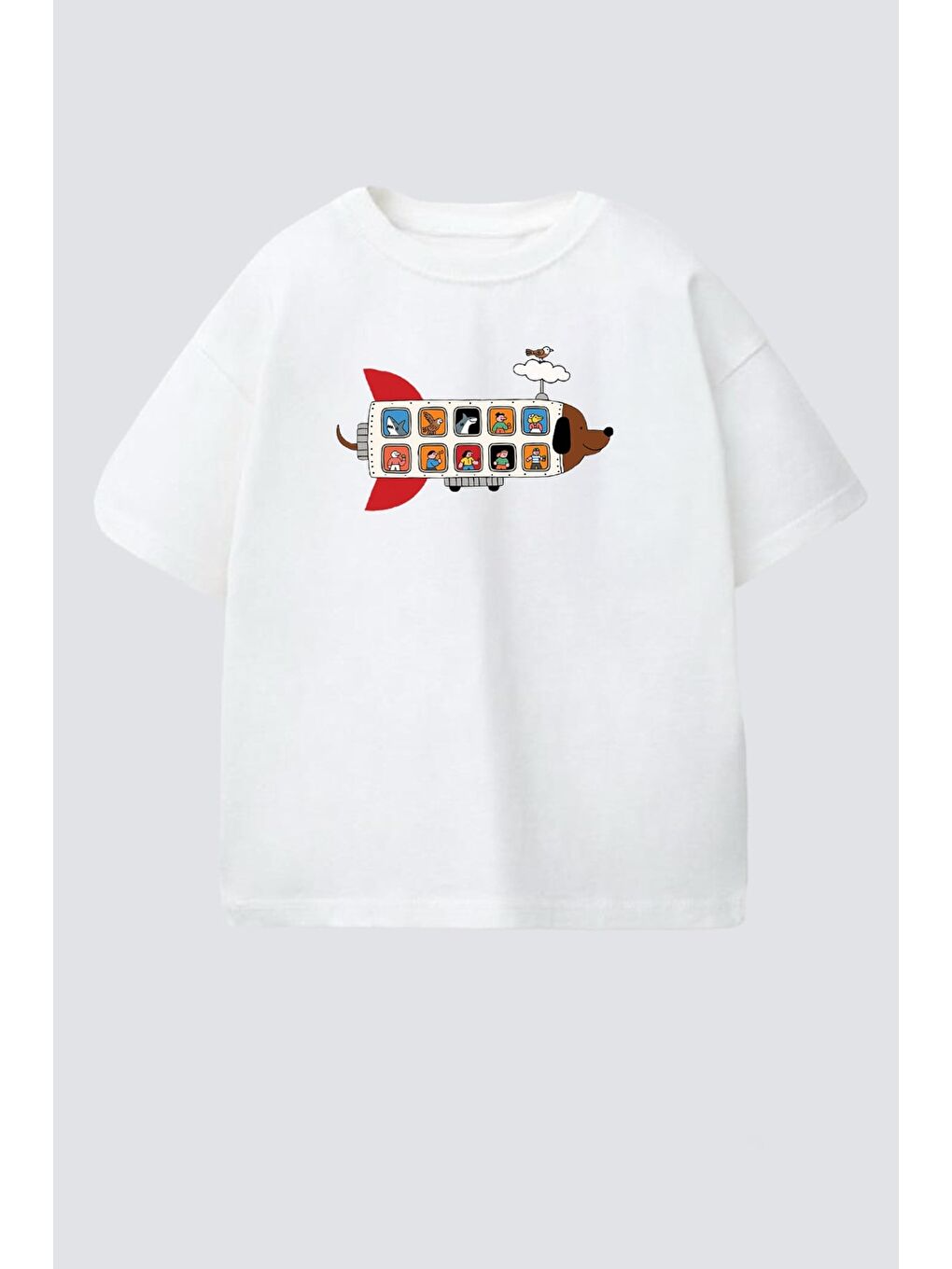 Ekru Erkek Çocuk Pamuklu Bisiklet Yaka Baskılı T-Shirt