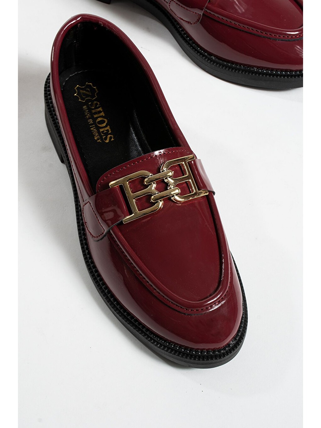 Bordo Tegan Kadın Loafer Makosen Casual Toka Detay Günlük Ayakkabı-2