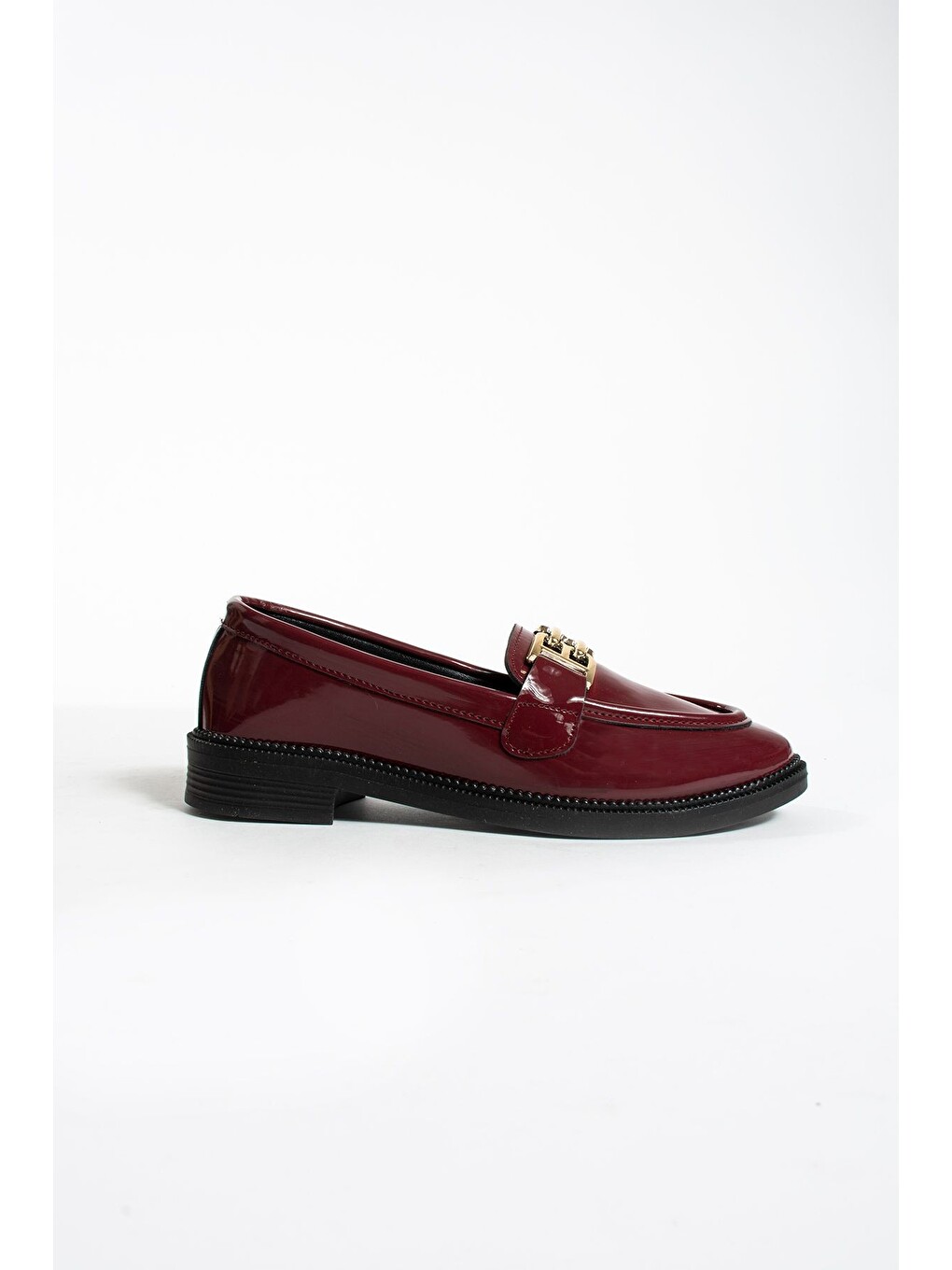 Bordo Tegan Kadın Loafer Makosen Casual Toka Detay Günlük Ayakkabı-4