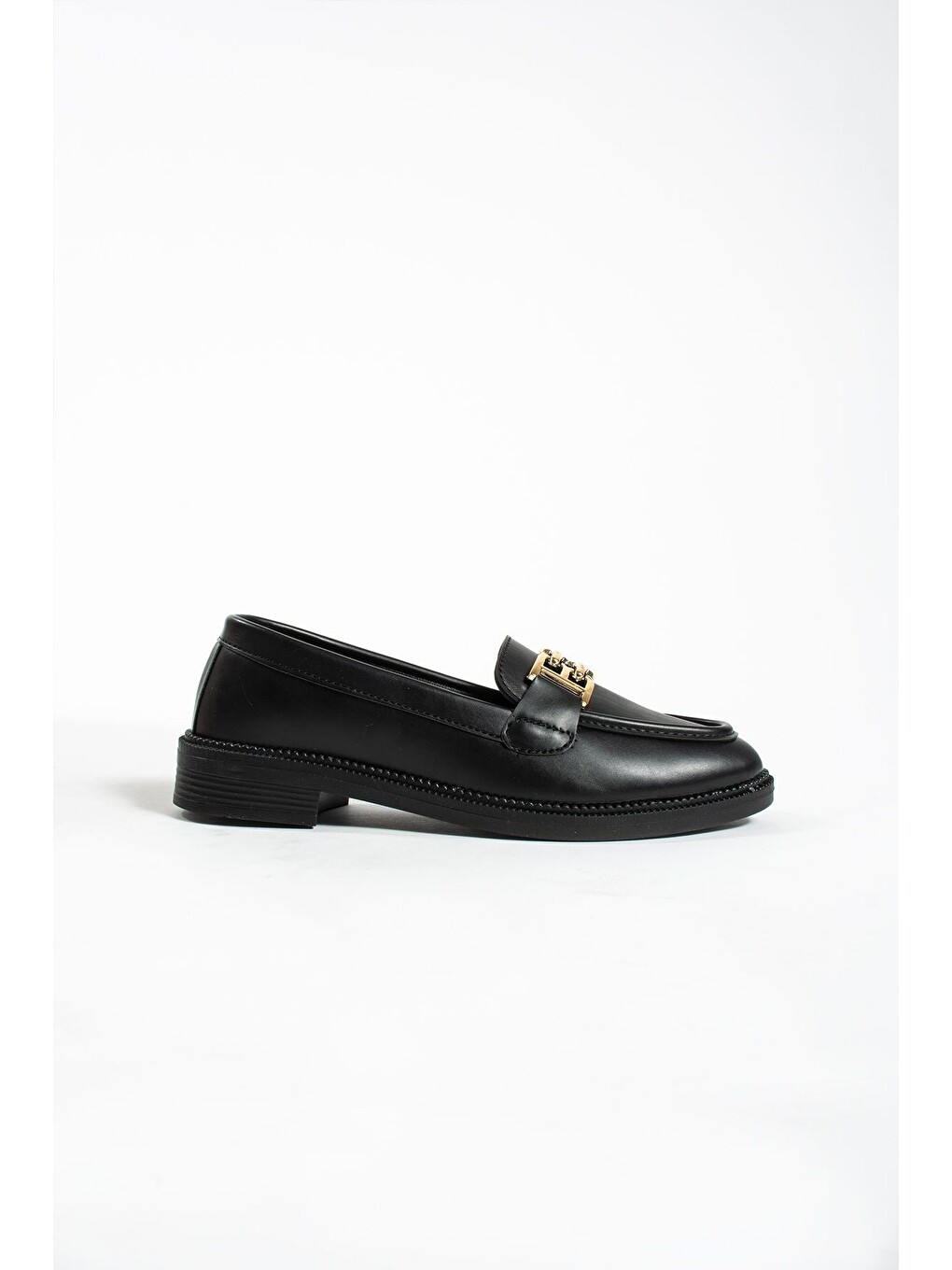 Siyah Tegan Kadın Loafer Makosen Casual Toka Detay Günlük Ayakkabı-4