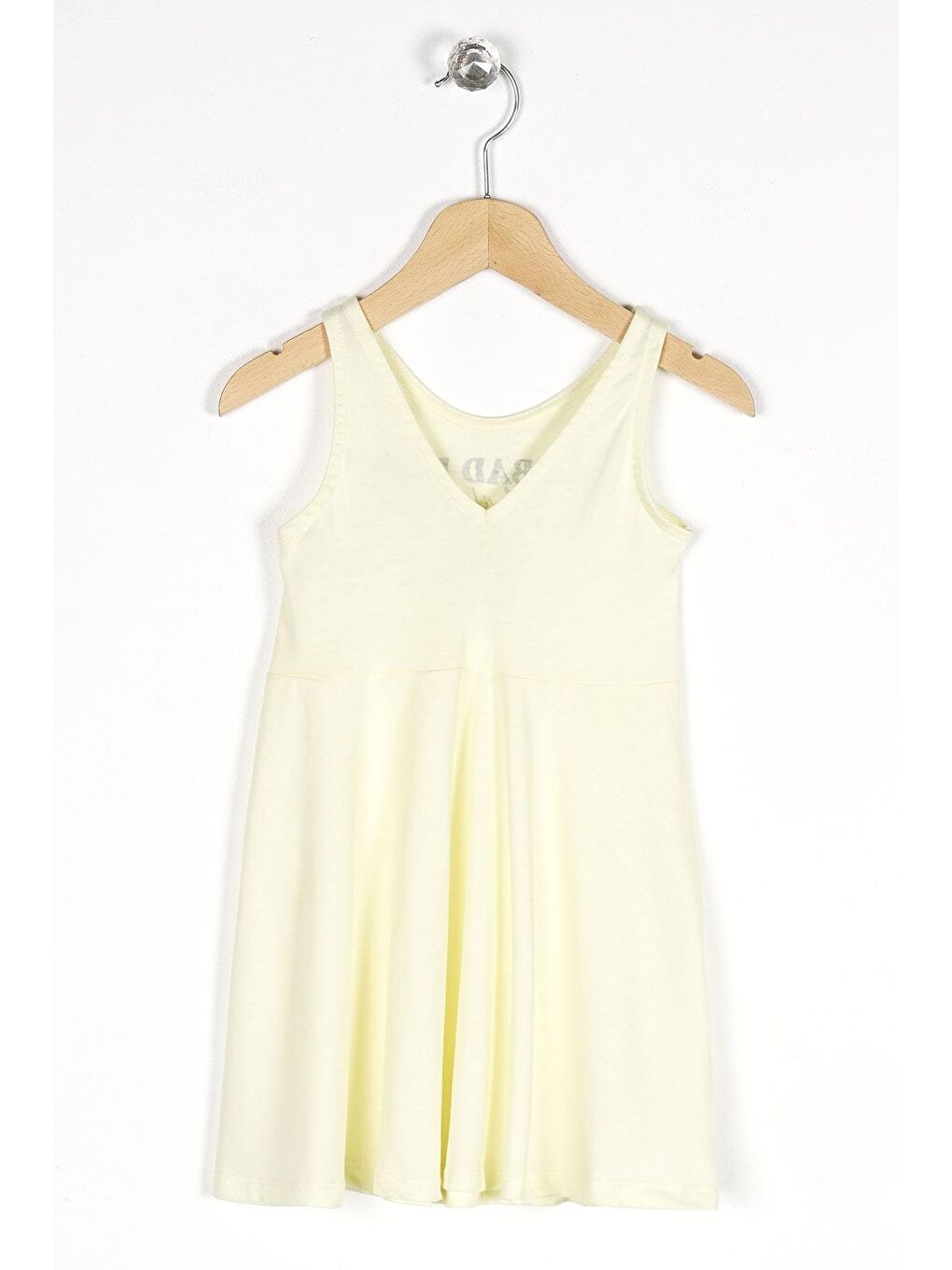 Sarı Yuvarlak Yaka Kız Çocuk Elbise-1