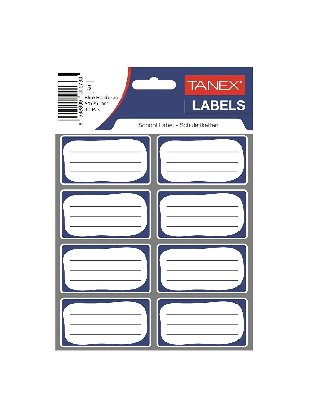Kids Okul Etiketi 5 Sayfa 40 Adet Mavi (BRD-7001)
