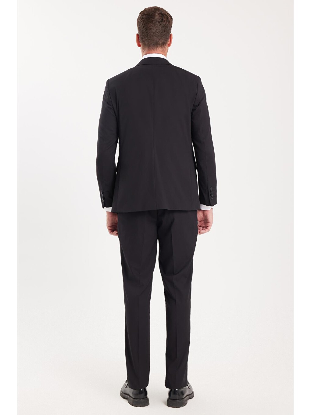 Erkek Slim Fit Mono Yaka Elastanlı Esnek Kumaş Siyah Takım Elbise-6