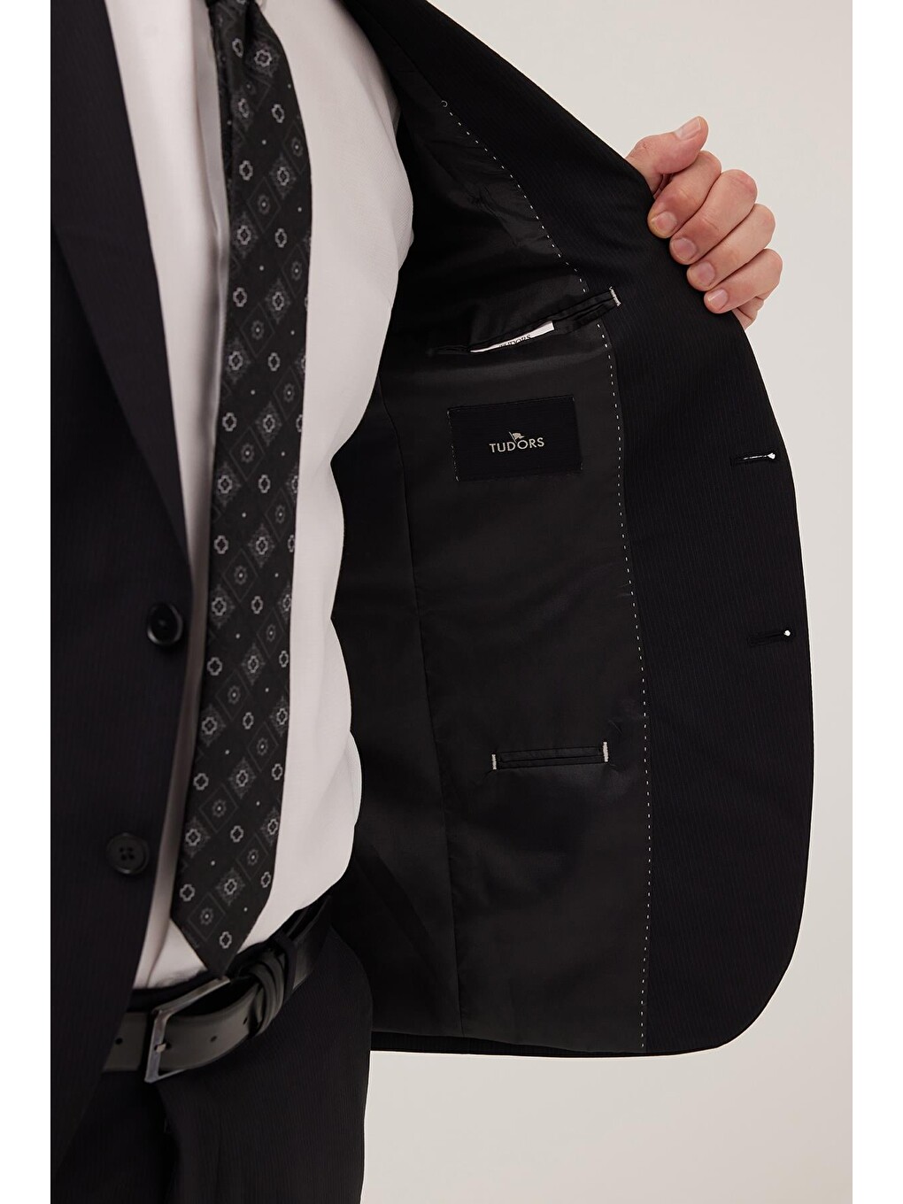 Erkek Slim Fit Mono Yaka Elastanlı Esnek Kumaş Siyah Takım Elbise-2