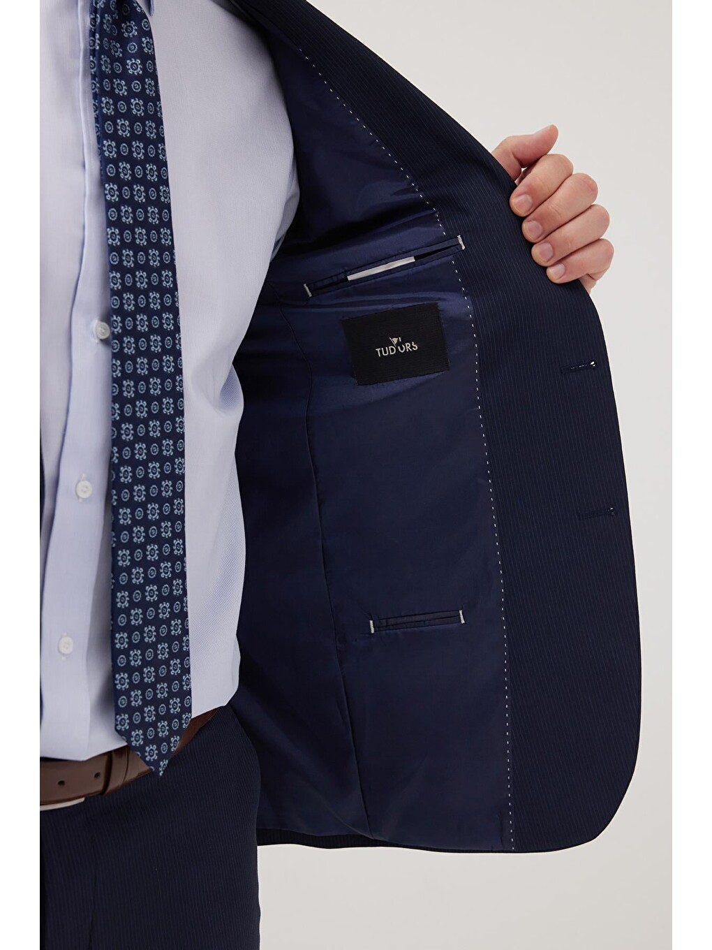 Erkek Slim Fit Mono Yaka Elastanlı Esnek Kumaş Lacivert Takım Elbise-2