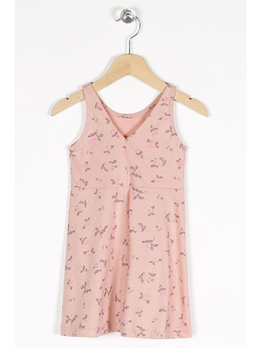 Pembe Yuvarlak Yaka Kız Çocuk Elbise