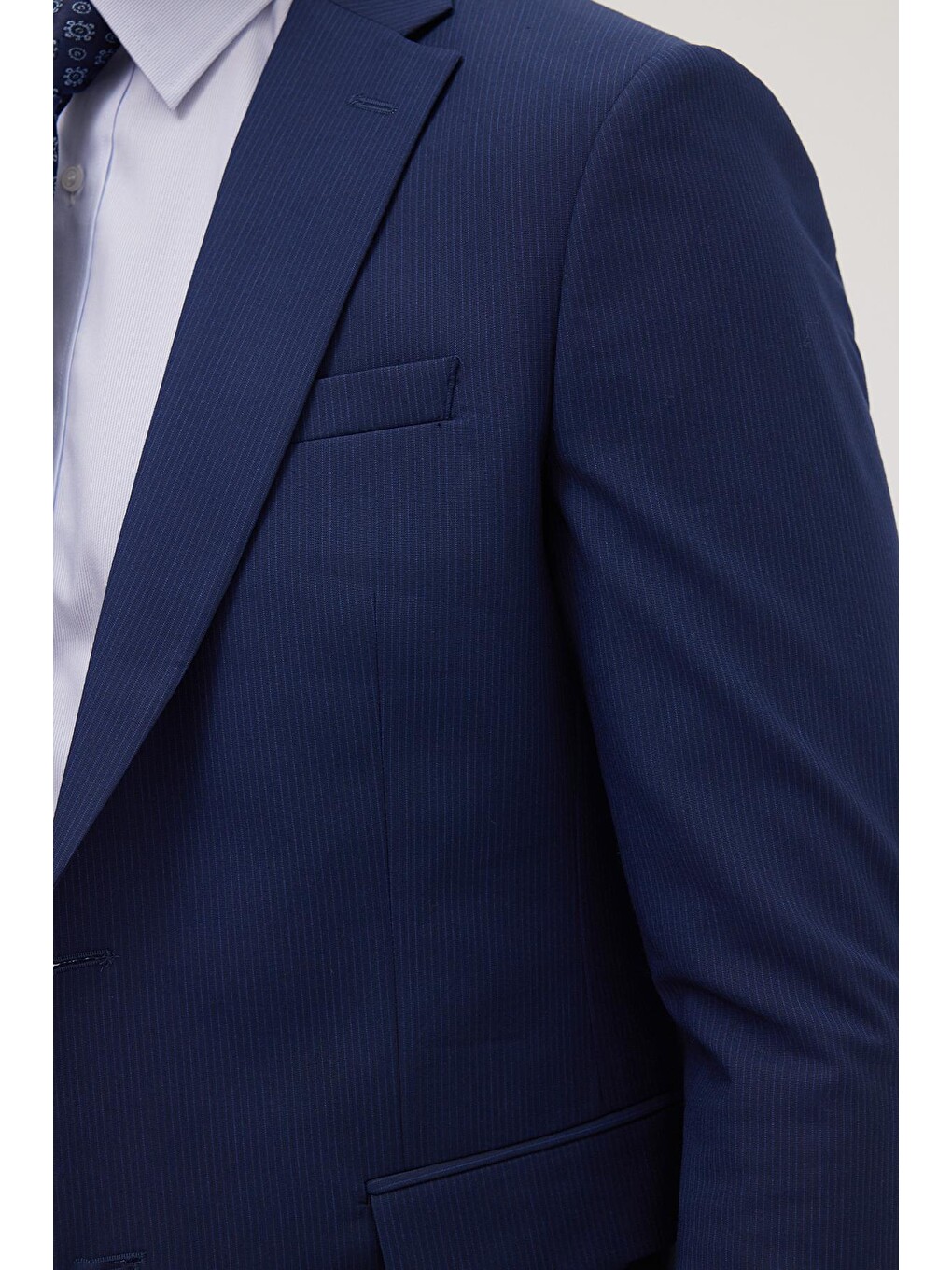 Erkek Slim Fit Mono Yaka Elastanlı Esnek Kumaş Koyu Lacivert Takım Elbise-5