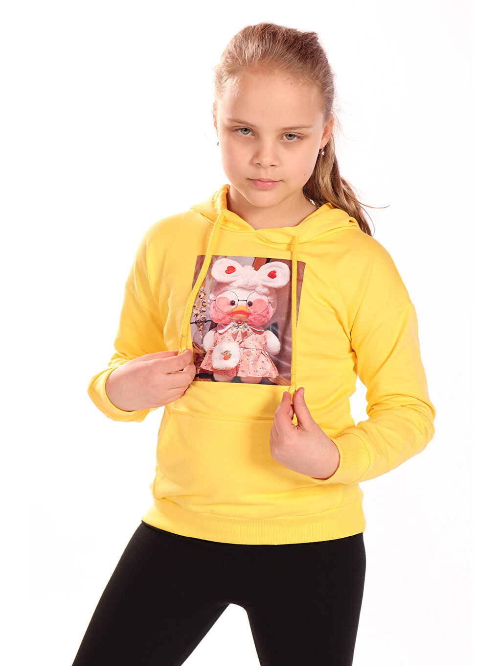 Sarı Kız Çocuk Baskılı Sweatshirt