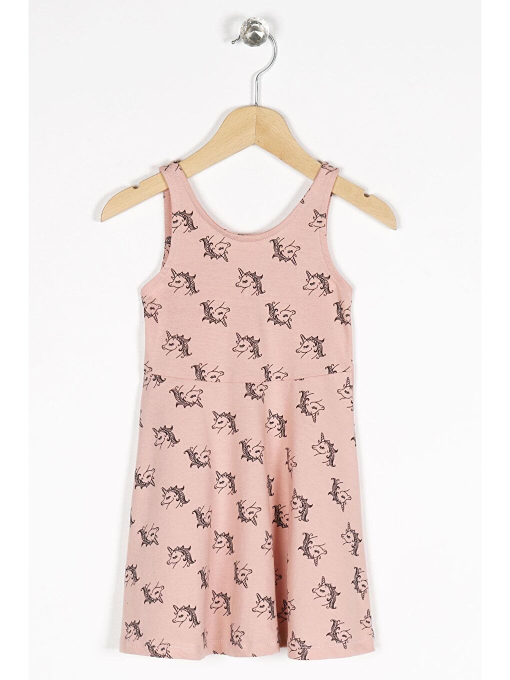 Pembe Yuvarlak Yaka Kız Çocuk Elbise