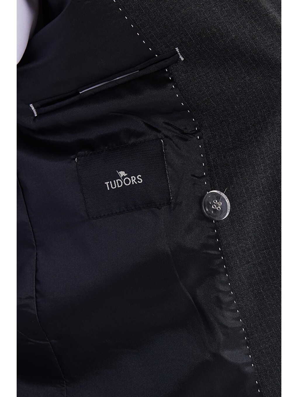 Erkek Slim Fit Sivri Yaka Çizgili Kapaklı Cepli Antrasit Takım Elbise-4