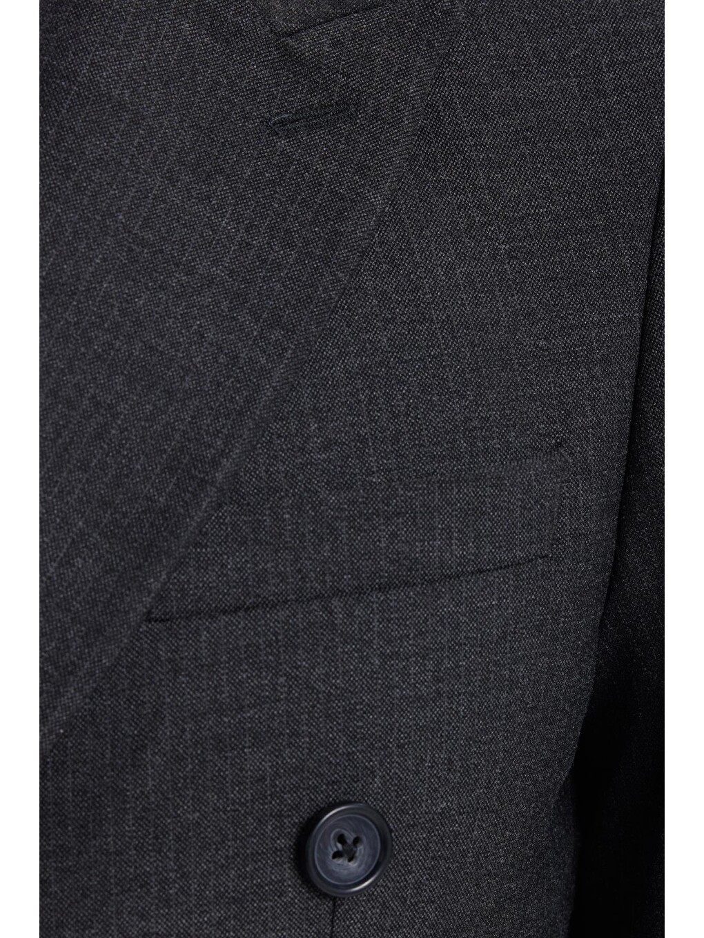 Erkek Slim Fit Sivri Yaka Çizgili Kapaklı Cepli Antrasit Takım Elbise-7