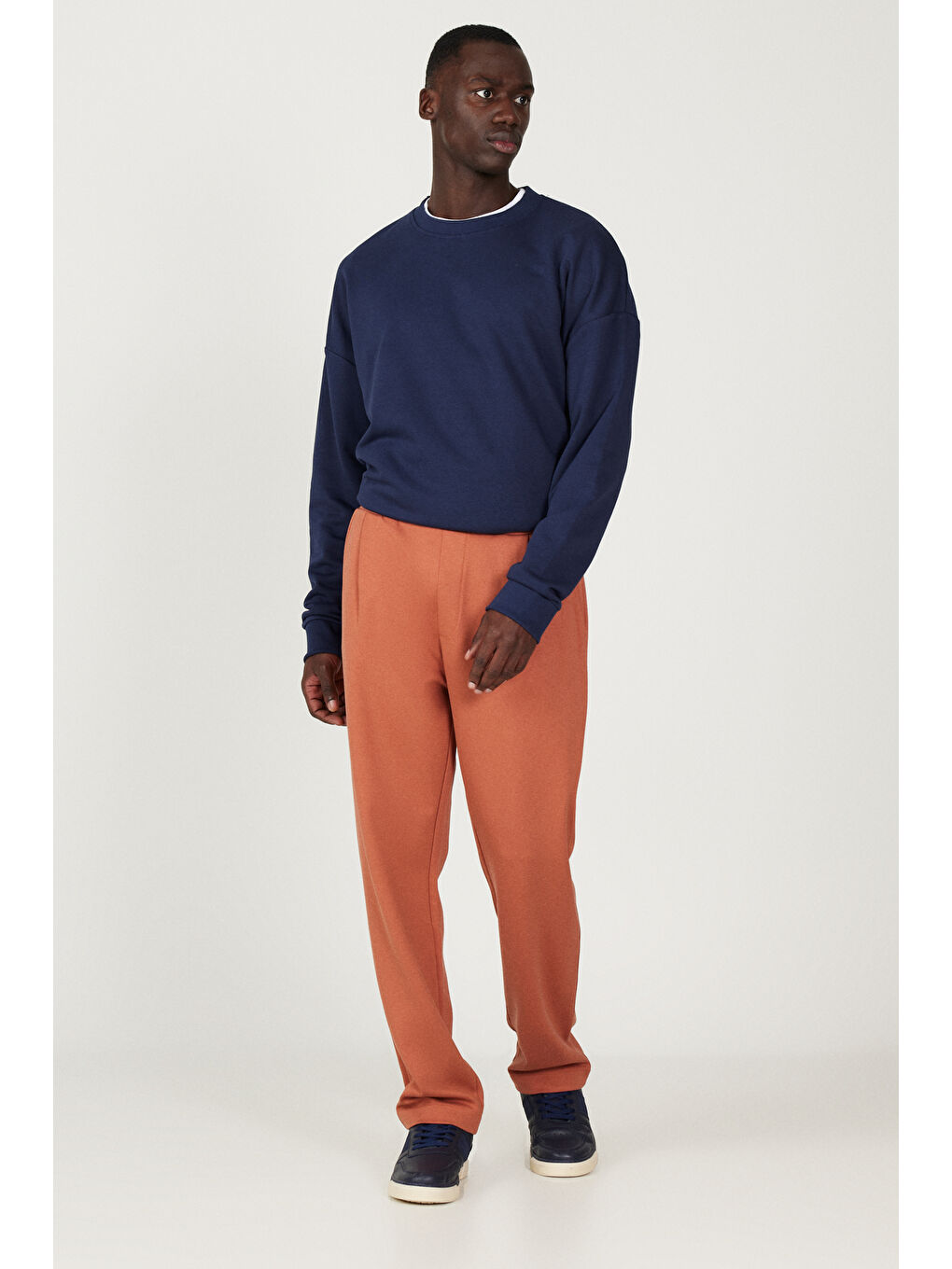 Kahverengi Erkek Açık Kahve Oversize Bol Kesim Desenli Pantolon-2