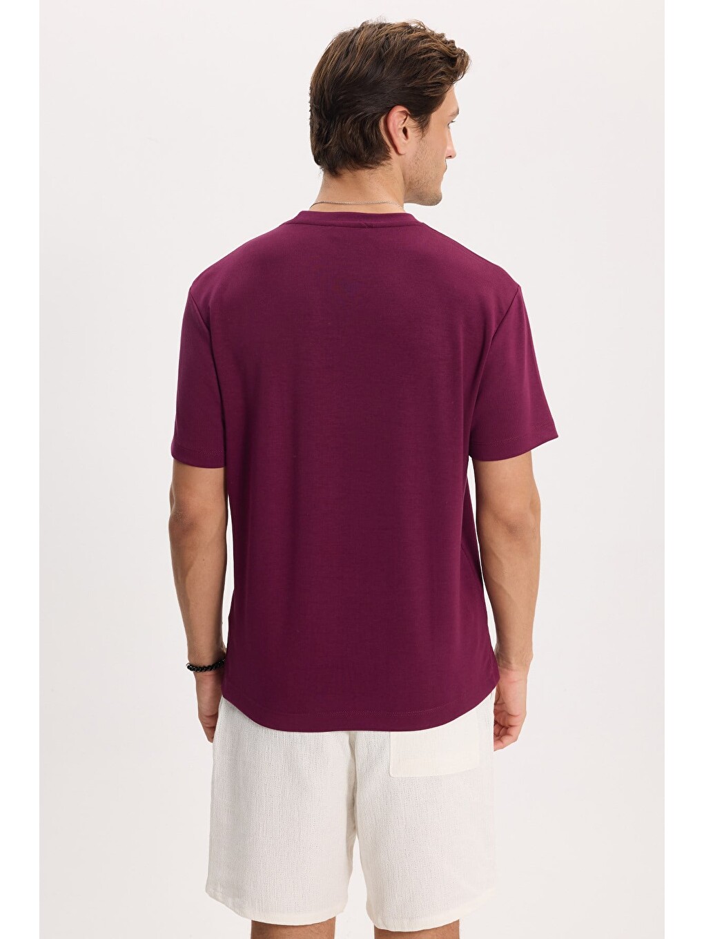 Erkek Regular Fit Rahat Kesim Ekstra Soft Modal Kumaş Bisiklet Yaka Kısa Kollu Bordo Tişört-6