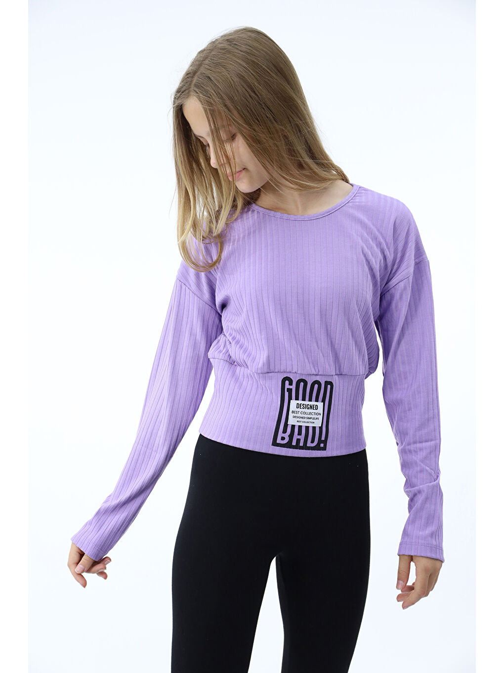 Lila Kız Çocuk Baskılı Sweatshirt-1