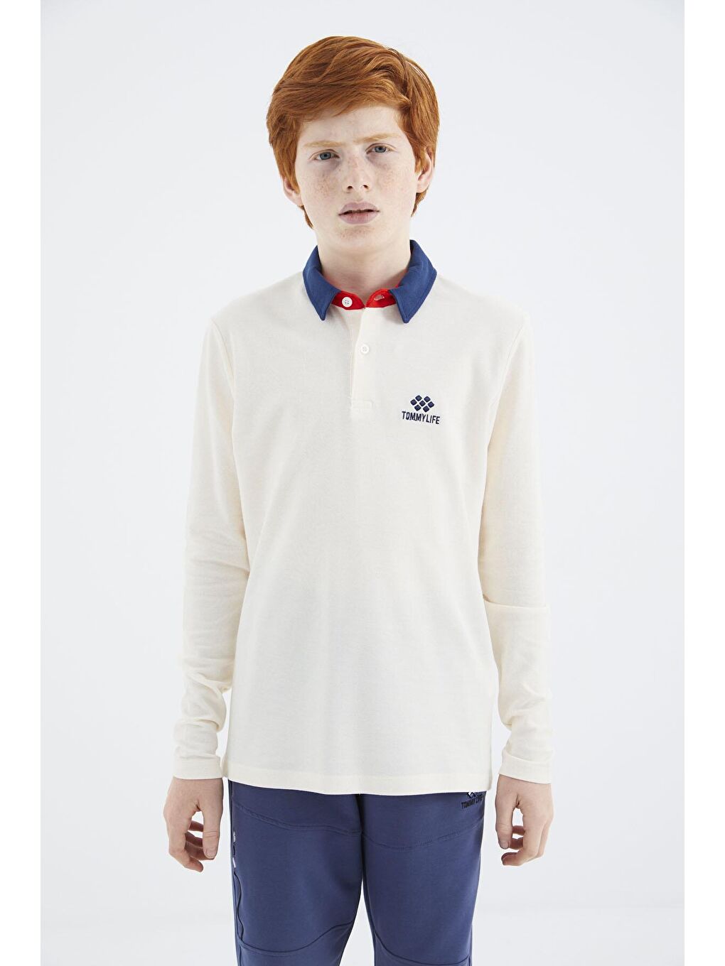 TOMMYLIFE Ekru Polo Yaka Basic Erkek Çocuk T-Shirt - 11171