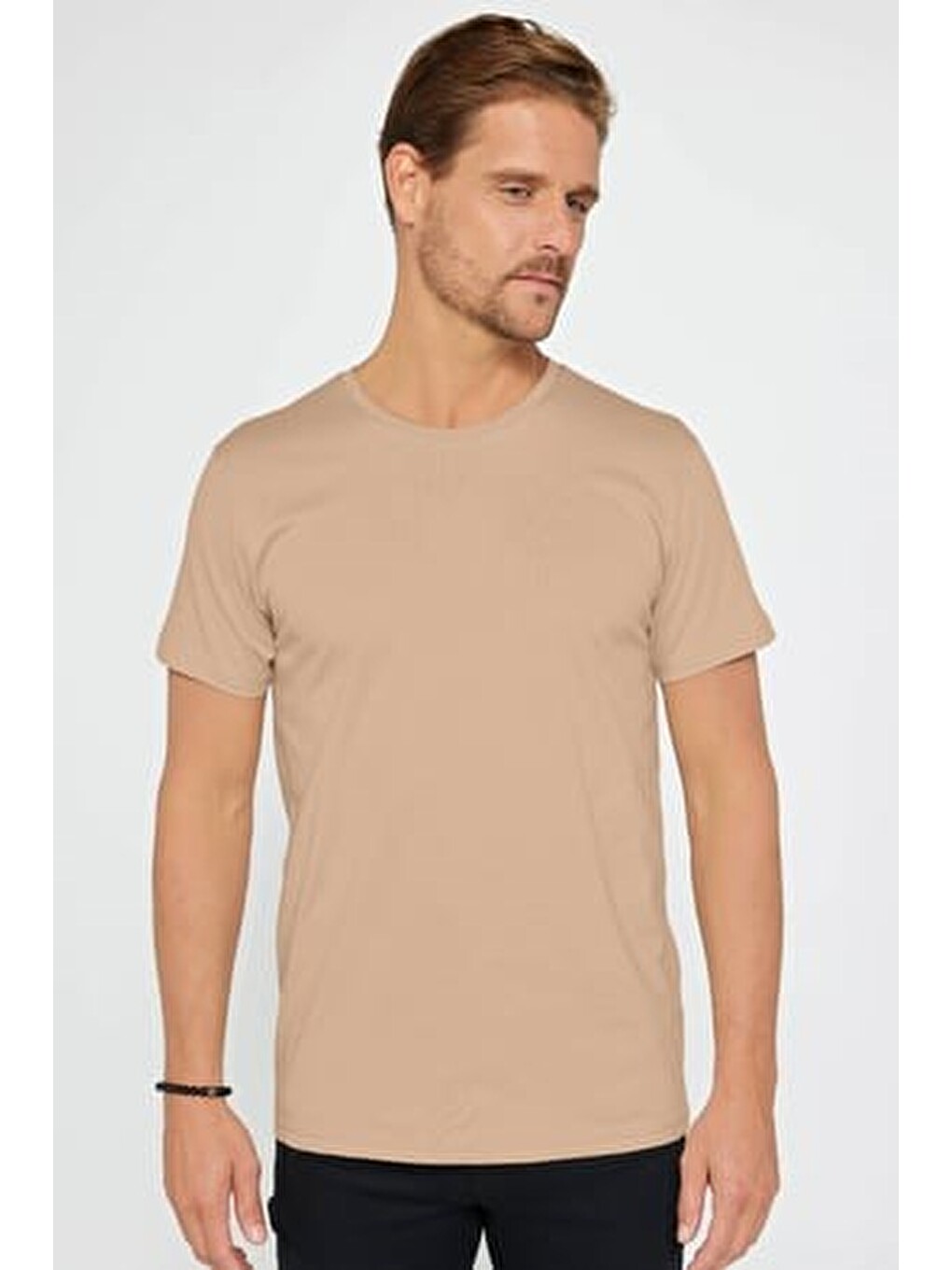 Unisex 10'lu Pkt Siyah-beyaz-vizon-yeşil-lacivert-gri-bordo Slim Fit %100 Pamuk Bisiklet Yaka Tişört-3