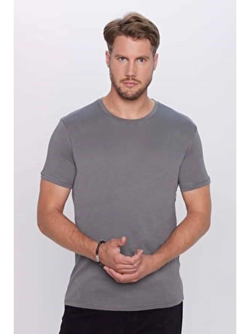 Unisex 10'lu Pkt Siyah-beyaz-vizon-yeşil-lacivert-gri-bordo Slim Fit %100 Pamuk Bisiklet Yaka Tişört-7