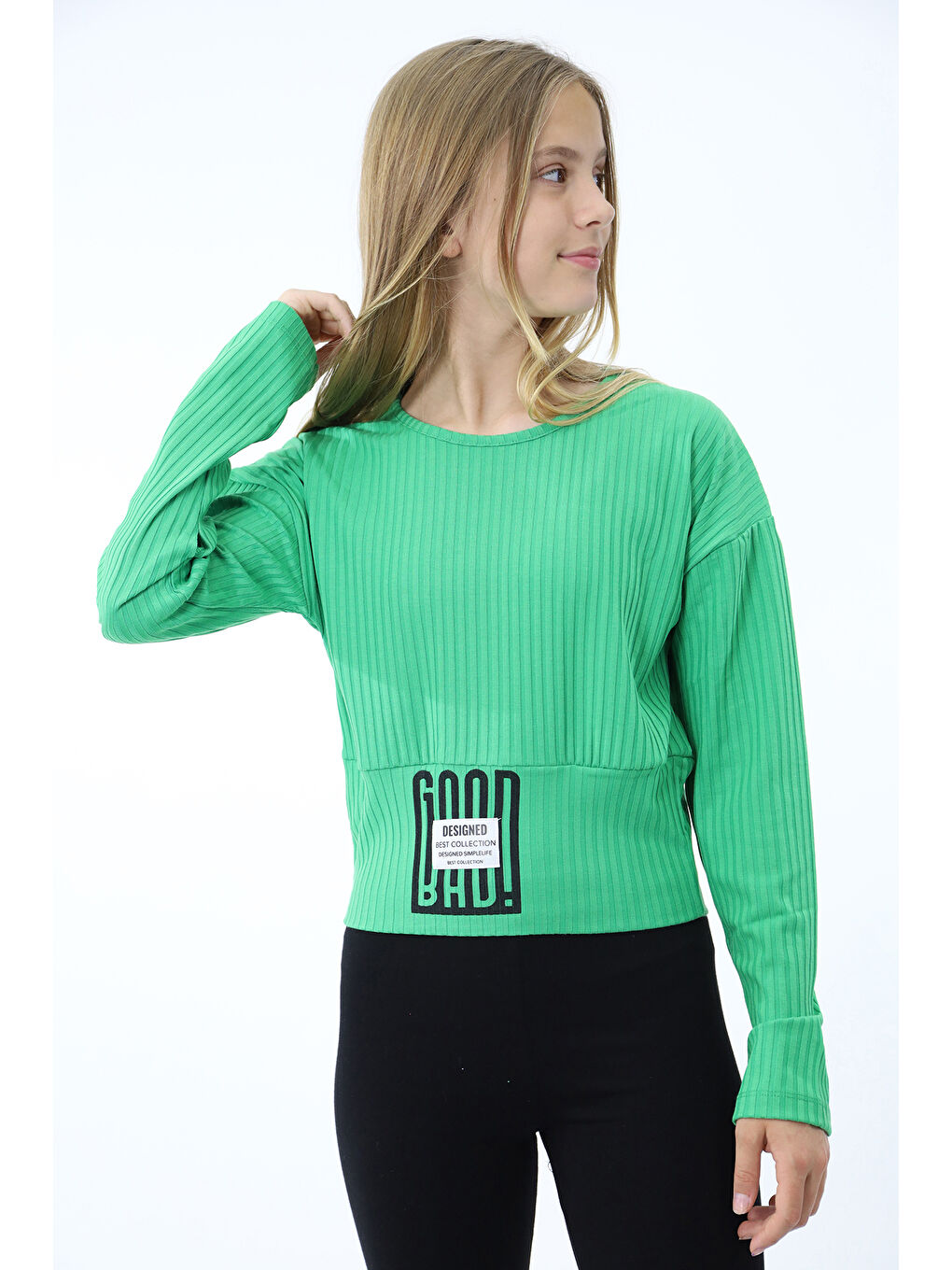 Yeşil Kız Çocuk Baskılı Sweatshirt-2