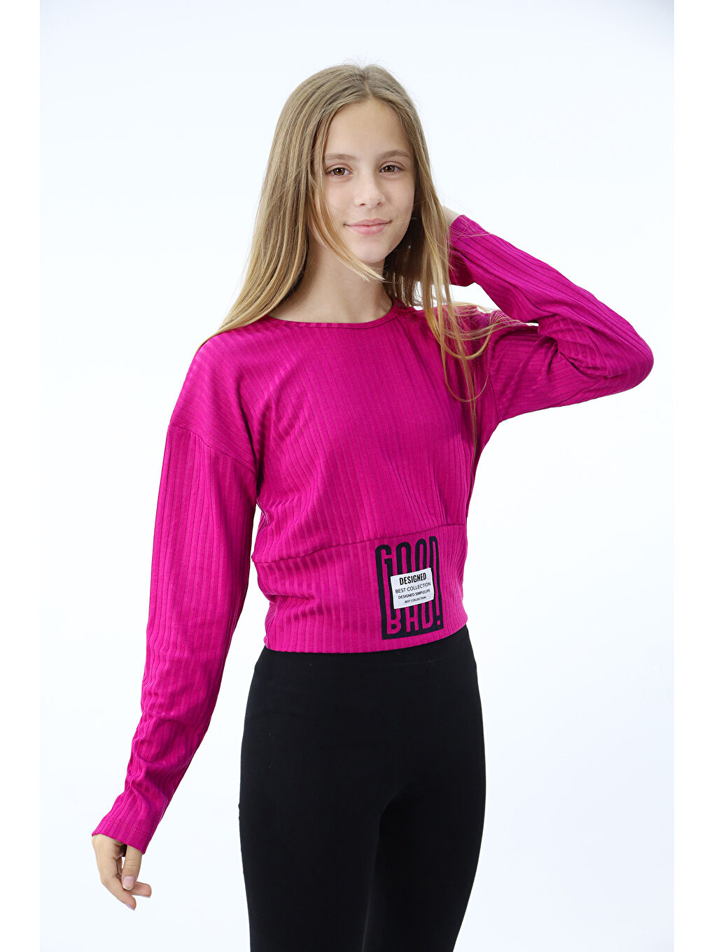 Fuşya Kız Çocuk Baskılı Sweatshirt