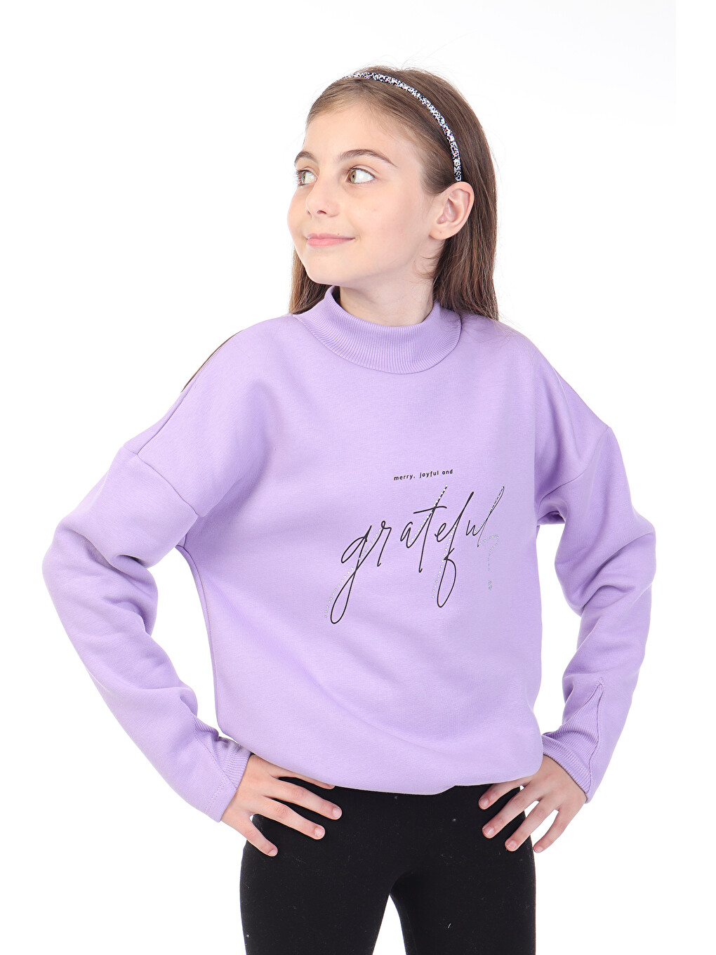 Lila Kız Çocuk Baskılı Sweatshirt-2