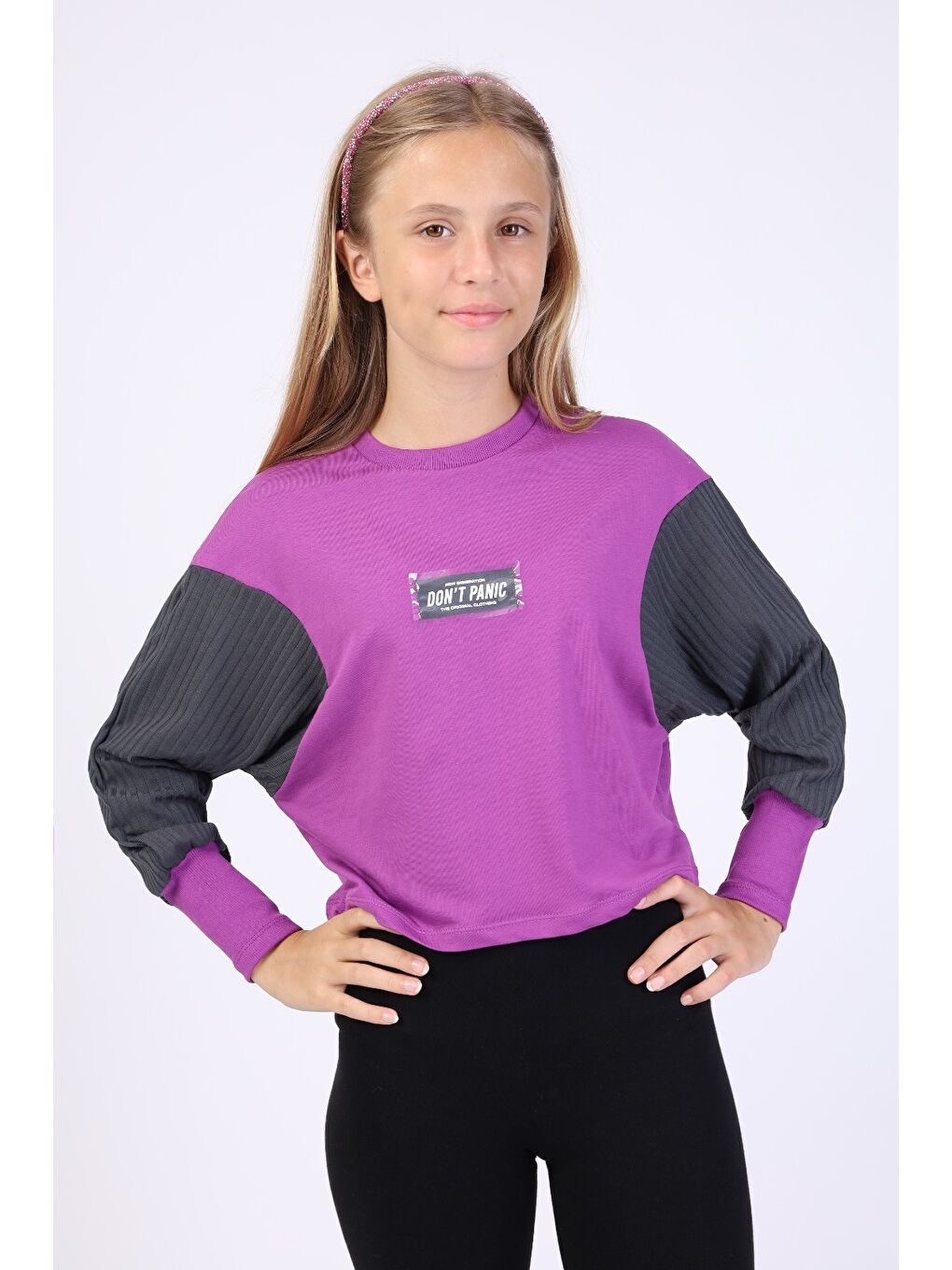 Mor Kız Çocuk Sweatshirt