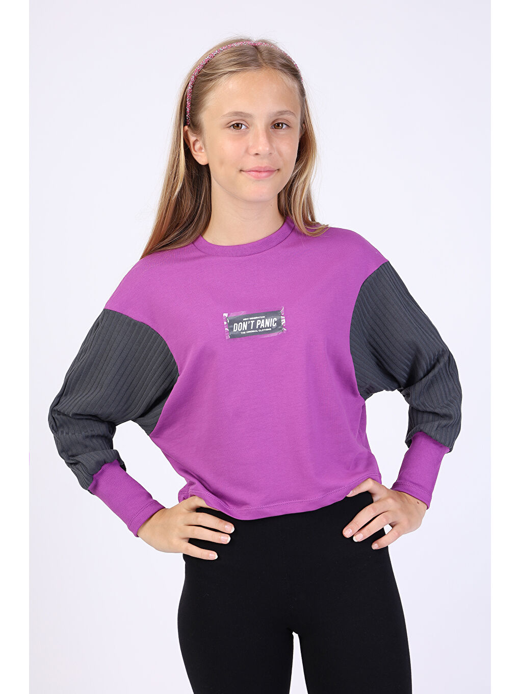 Mor Kız Çocuk Sweatshirt-1