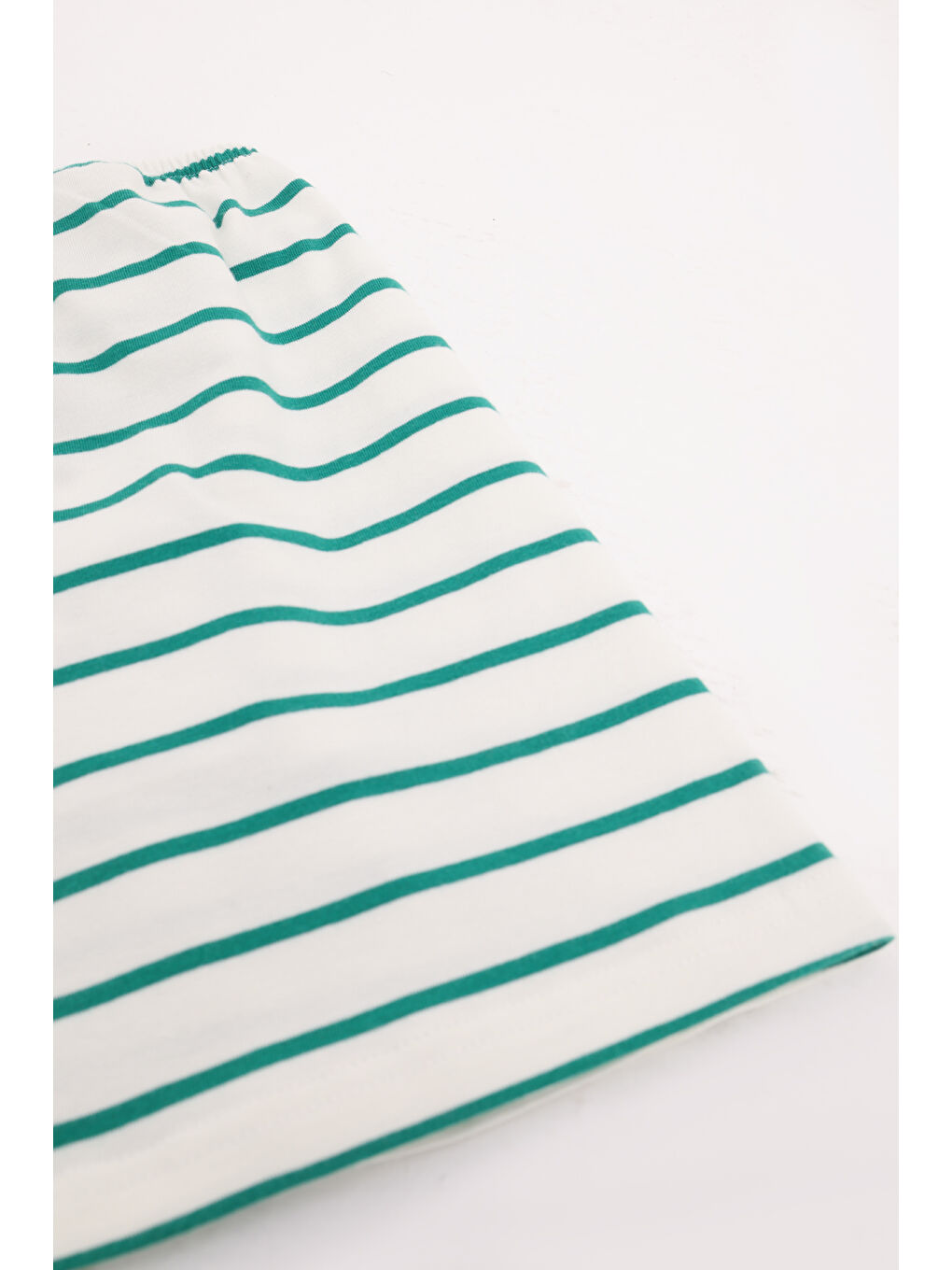 Bej Ekru-Yeşil Pamuklu Penye Kısa İçlik Etek-2