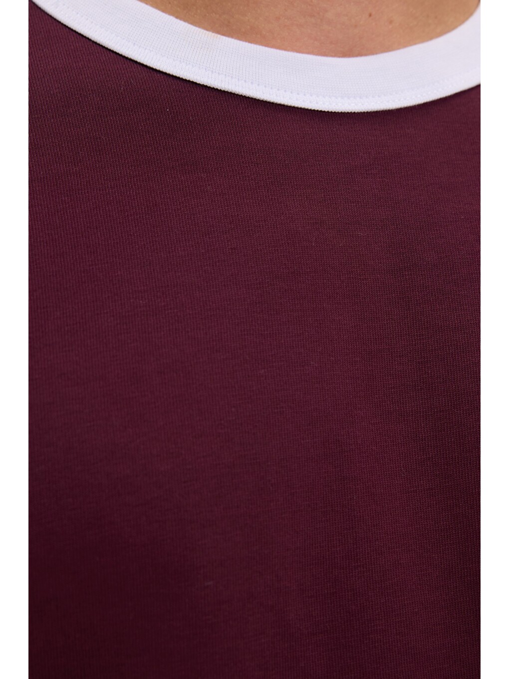 Erkek Regular Fit Klasik Kesim %100 Pamuk Kısa Kollu Bisiklet Yaka Bordo Tişört-4