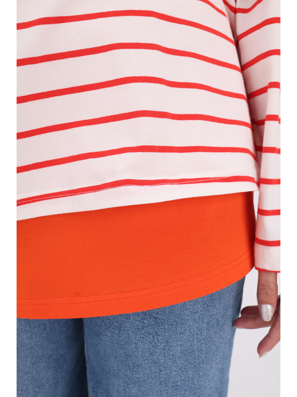 Turuncu Pamuklu Penye Kısa İçlik Etek