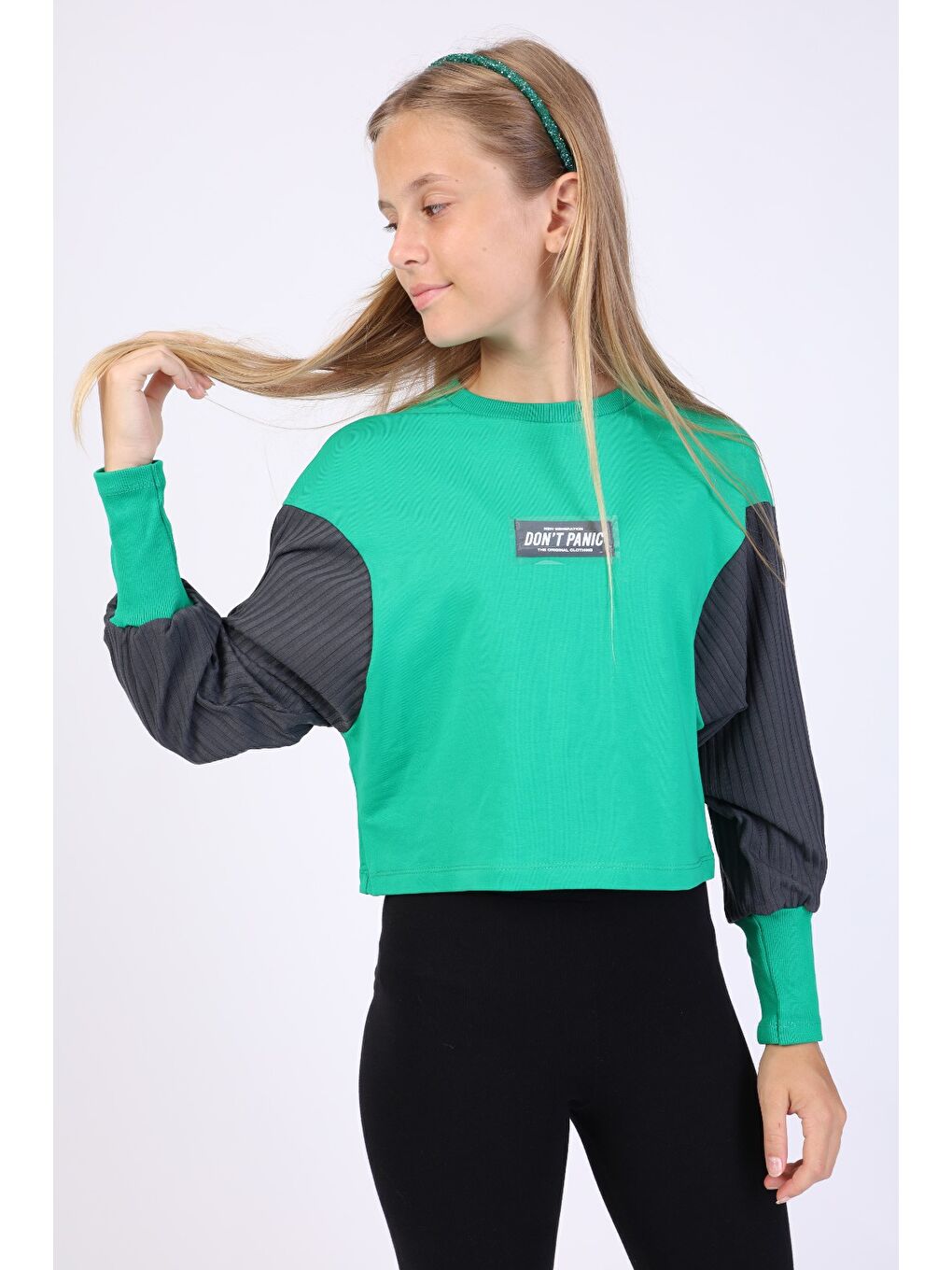 Yeşil Kız Çocuk Sweatshirt-1