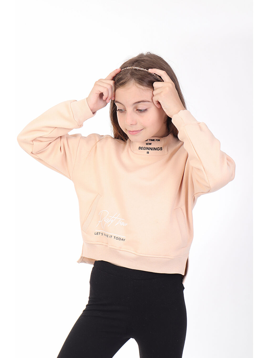 Toontoykids Bej Kız Çocuk Baskılı Sweatshirt