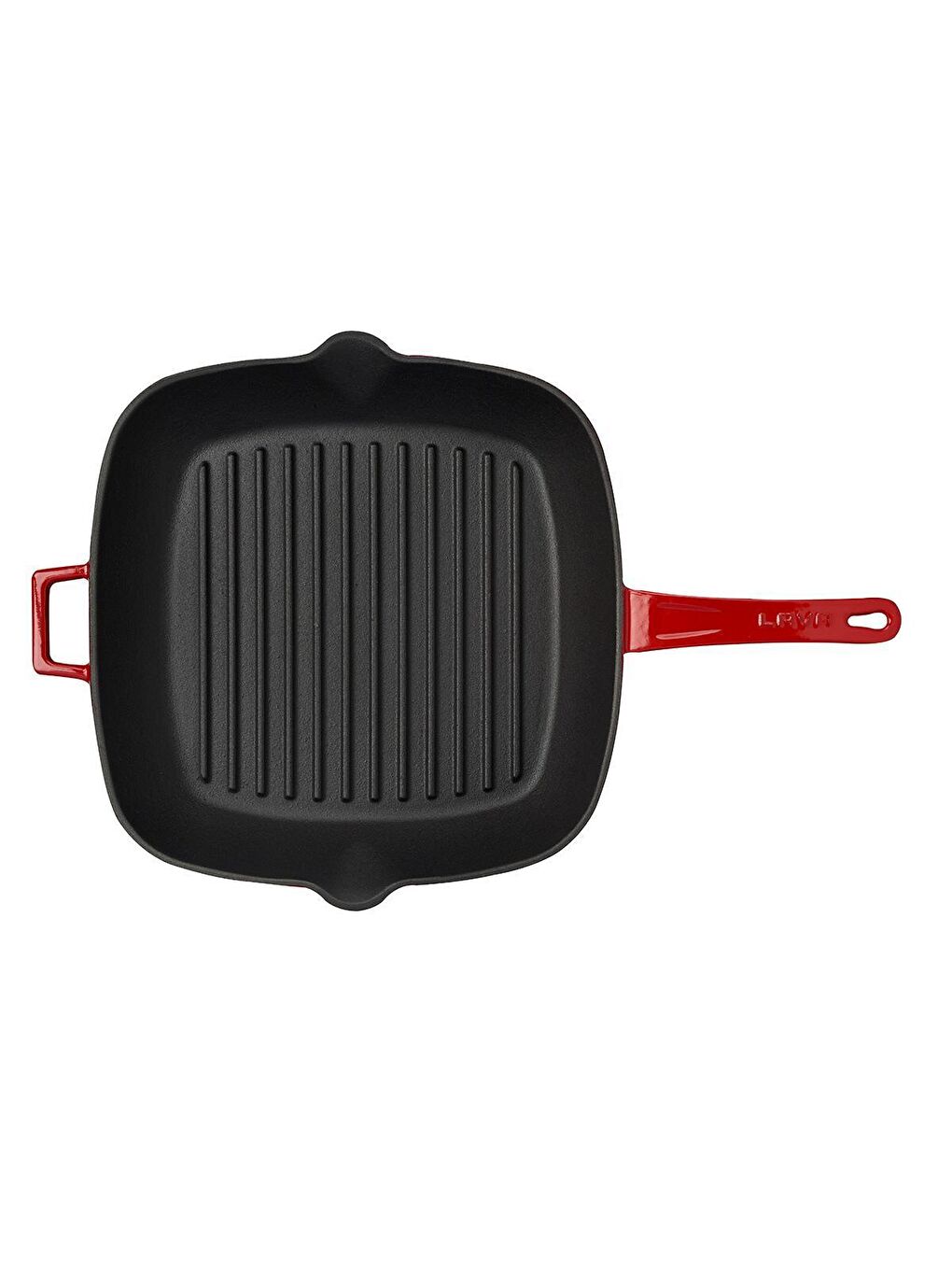 Kırmızı Kare Izgara Tava Döküm Demir Yekpare Saplı Ölçü 28x28cm.-1