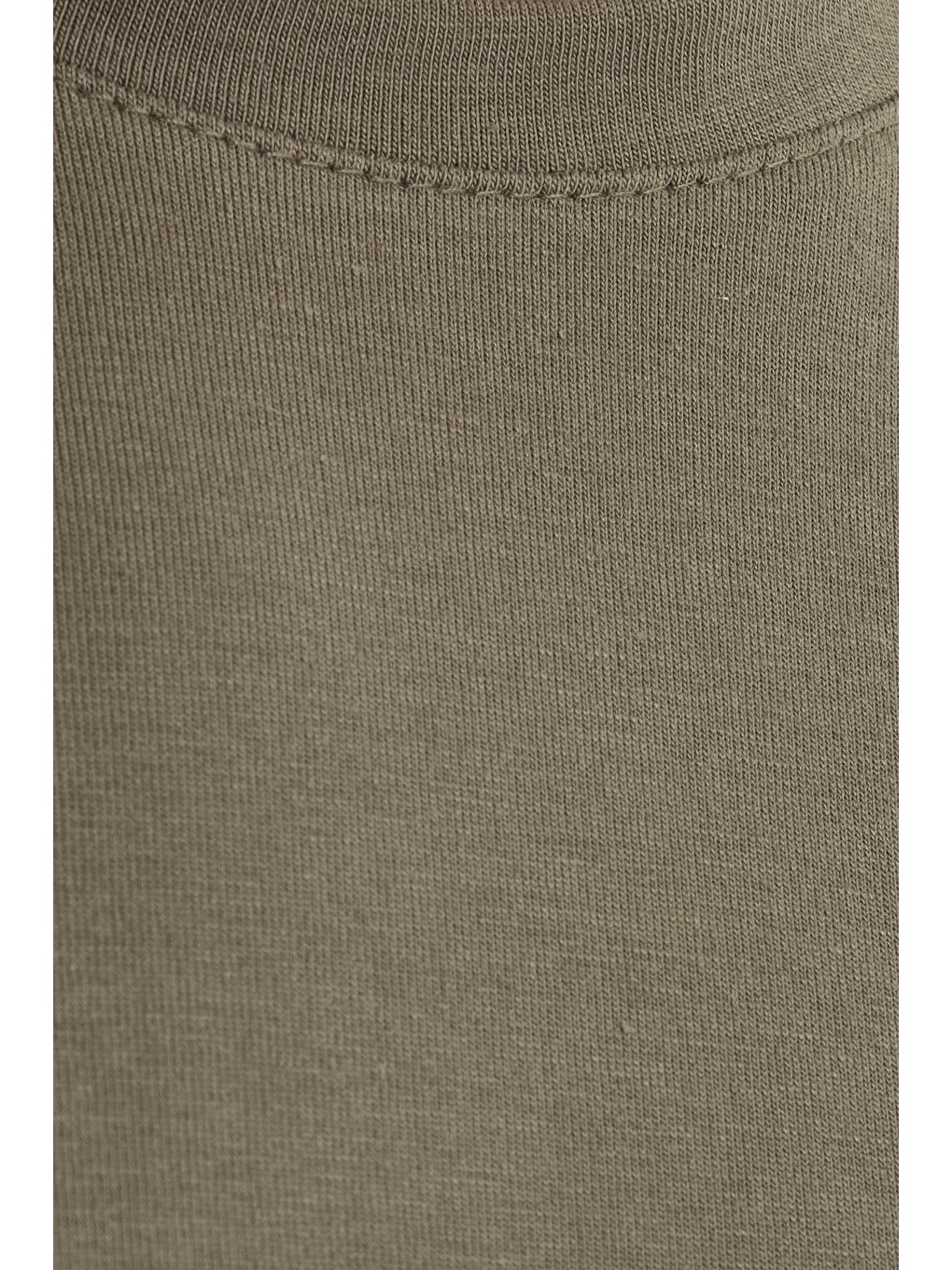 Erkek Slim Fit Dar Kesim Pamuklu Yumuşak Doku Esnek Kumaş Basic Bisiklet Yaka Haki Tişört-2
