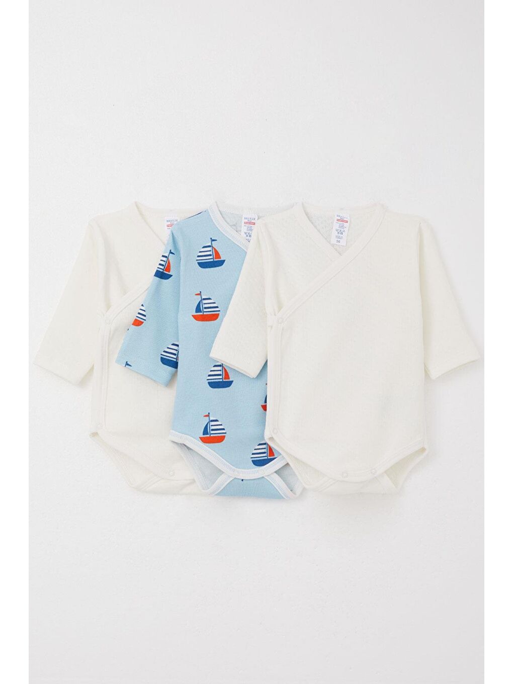 Erkek Bebek Çıtçıtlı Zıbın Body 3 Lü Kendinden Eldivenli Karışık Renk (0-3 Ay)