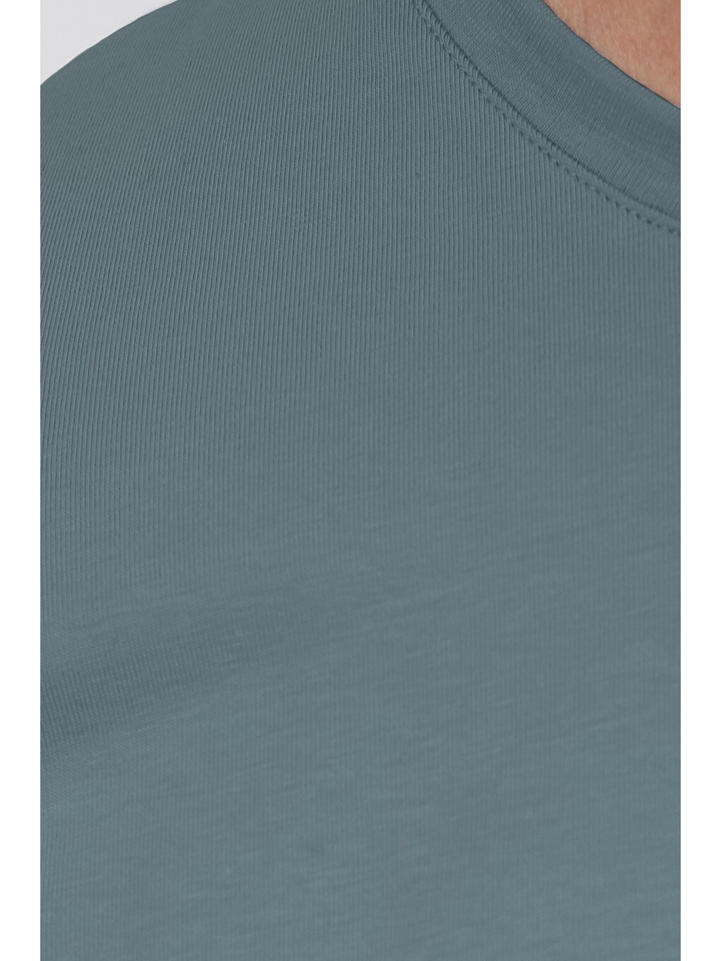 Erkek Slim Fit Dar Kesim Pamuklu Yumuşak Doku Esnek Kumaş Basic Açık Petrol Bisiklet Yaka Tişört-4