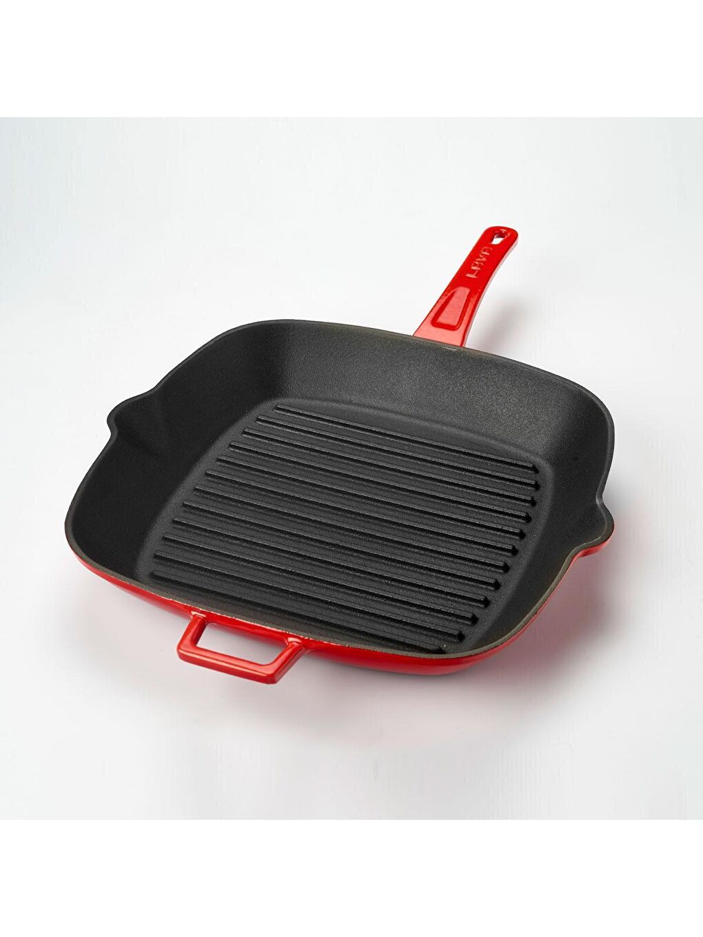 Kırmızı Kare Izgara Tava Döküm Demir Yekpare Saplı Ölçü 28x28cm.-2