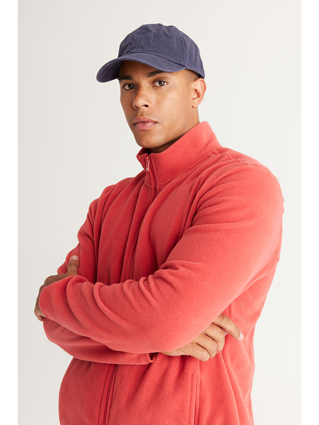 Erkek Mercan Anti-Pilling Tüylenme Yapmayan Standart Fit Bato Yaka Sweatshirt Polar Ceket-4