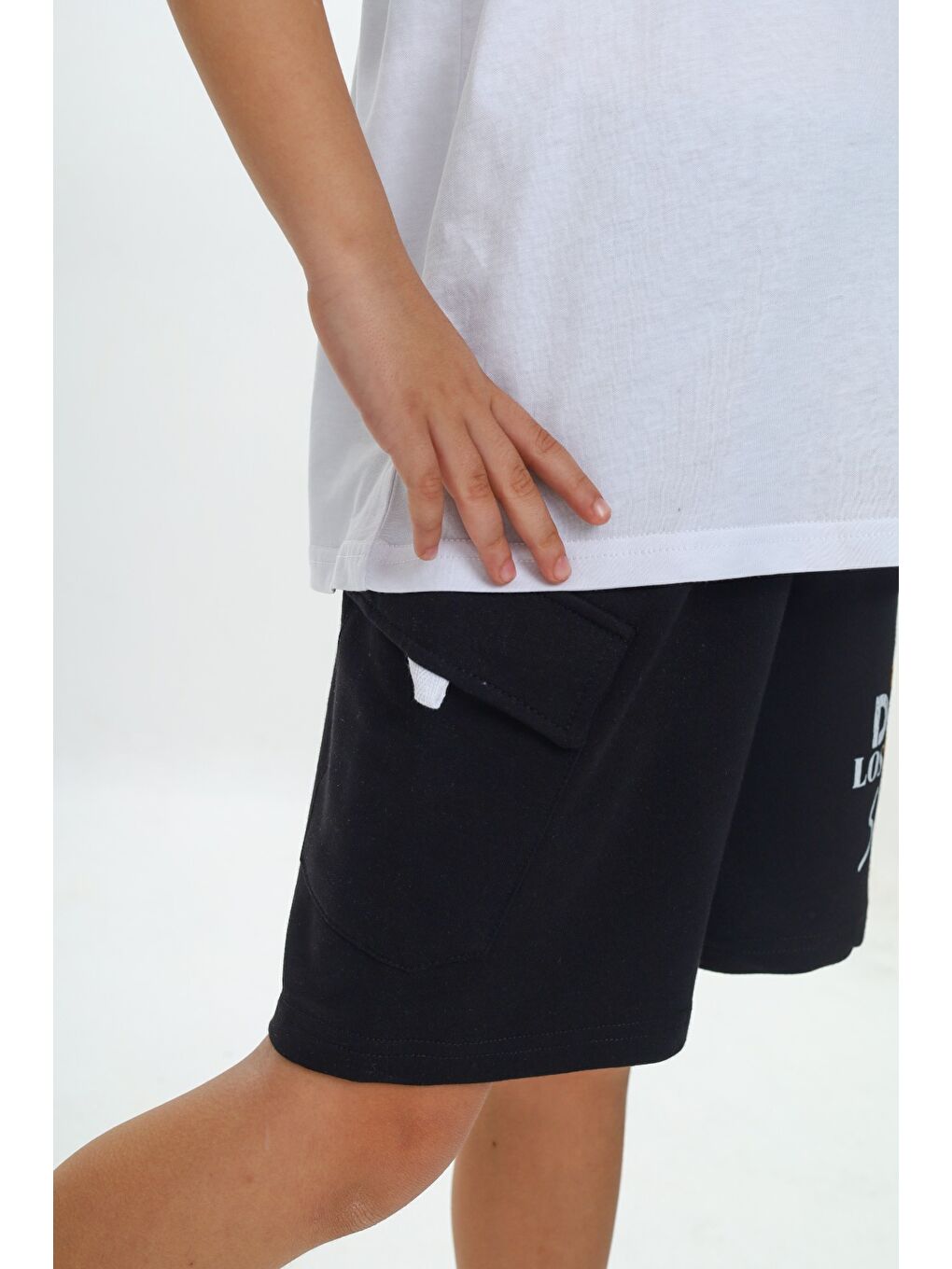 Beyaz Erkek Çocuk Smile Yazı Baskılı Şortlu Takım-2