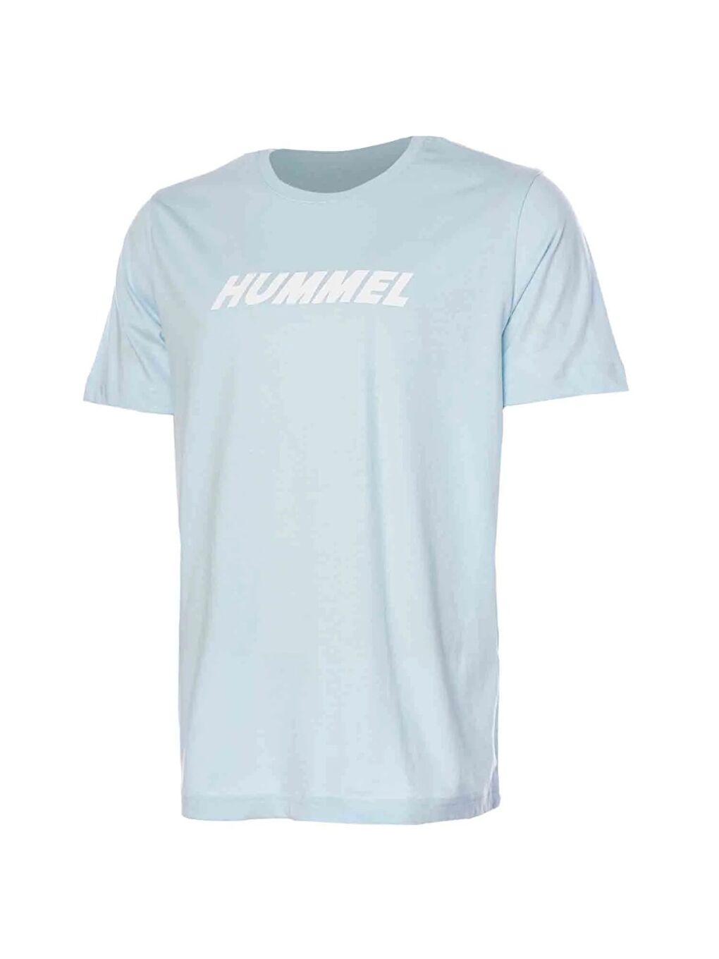 Hummel Mavi Elemental Logo Pamuk Erkek Mavi Yuvarlak Yaka Tişört