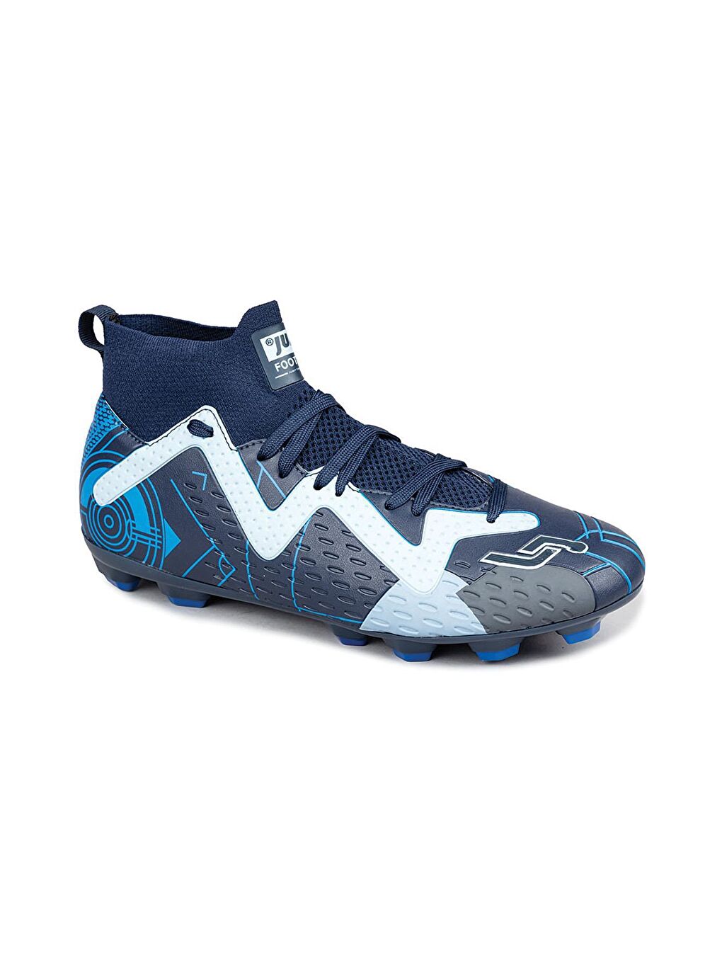 30226 Lacivert - Beyaz Çoraplı Çim - Halı Saha Krampon Futbol Ayakkabısı
