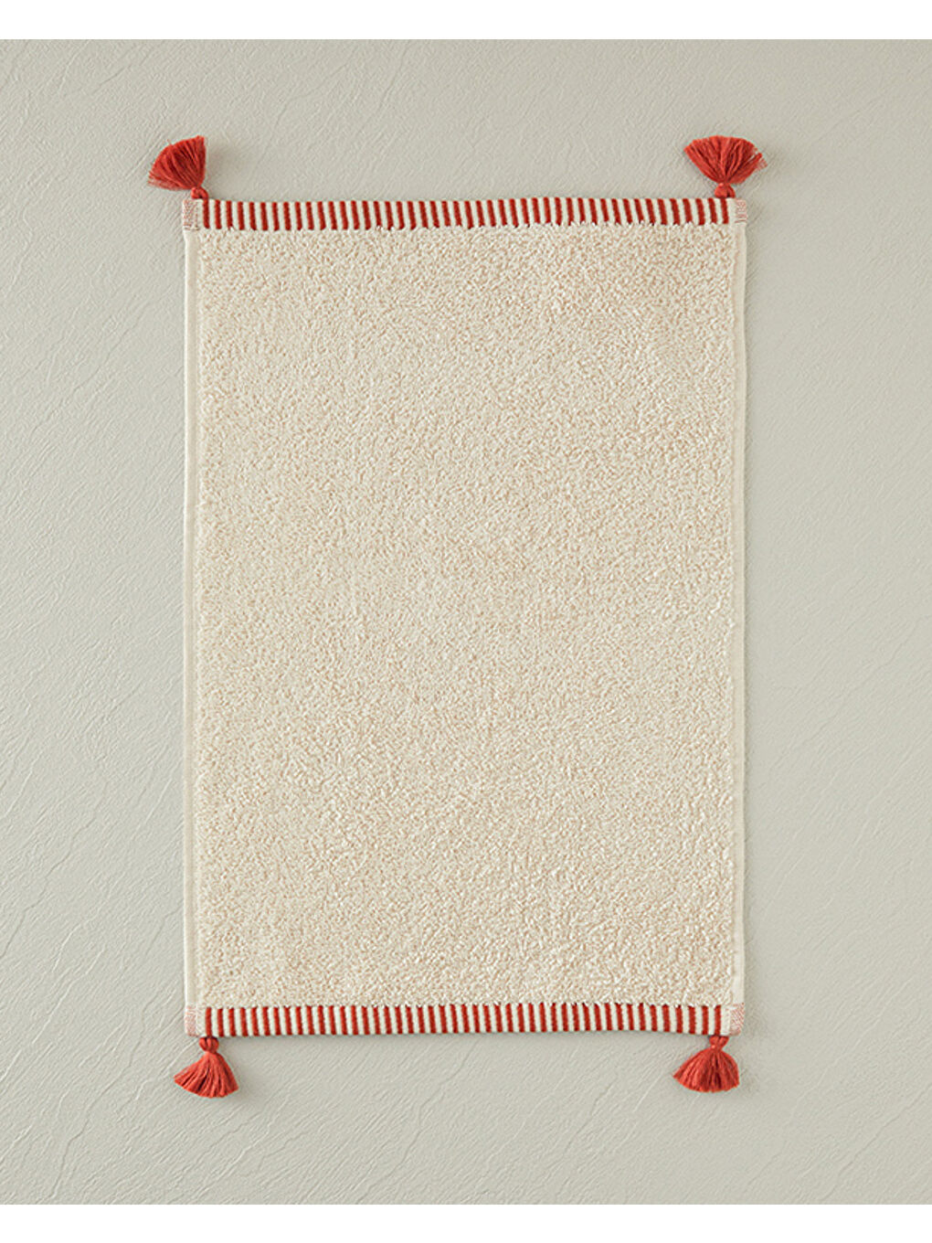 Colorful Lines Pamuklu Püsküllü El Havlusu Açık Bej-Kiremit