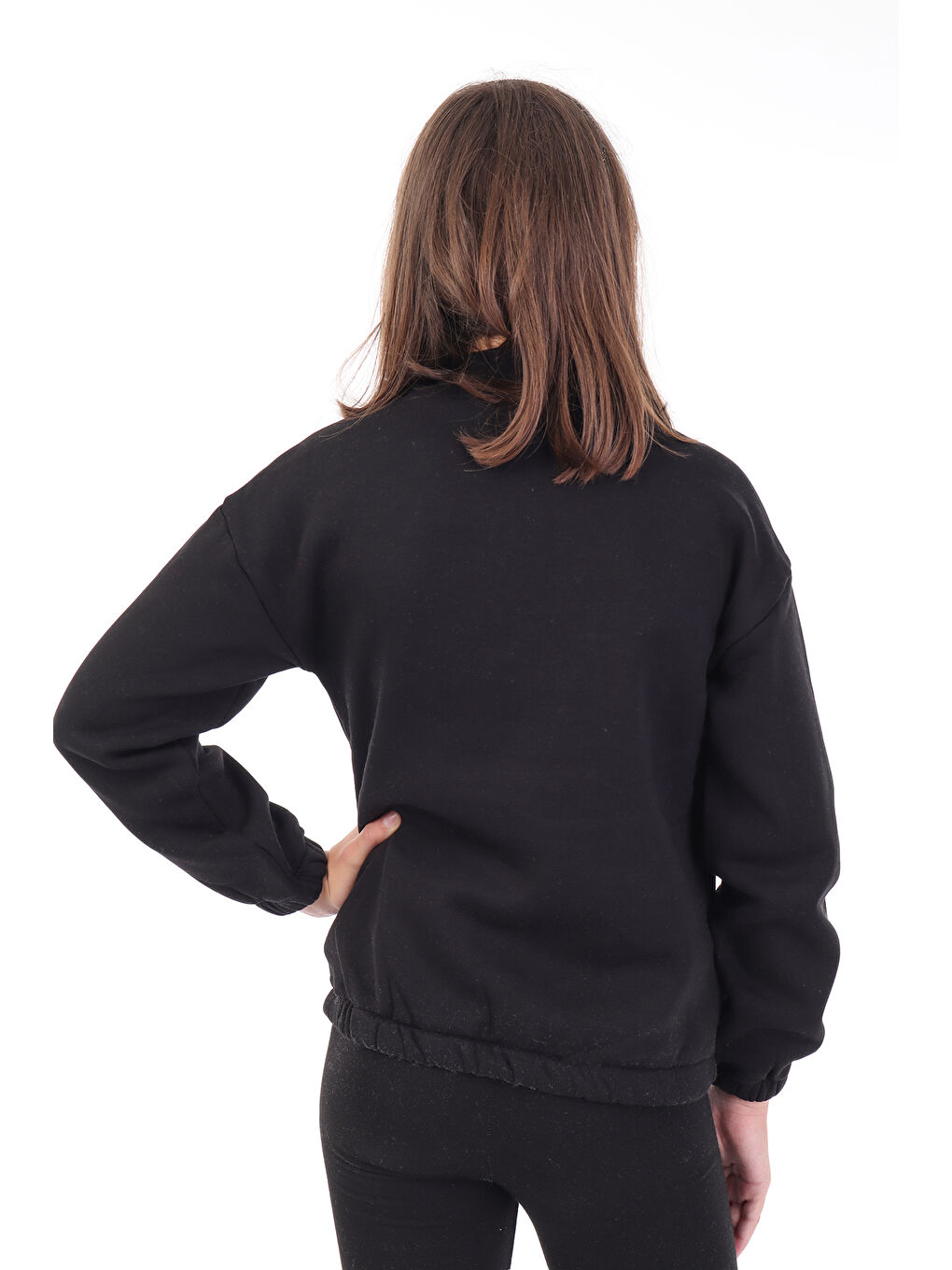 Siyah Kız Çocuk Baskılı Sweatshirt-1