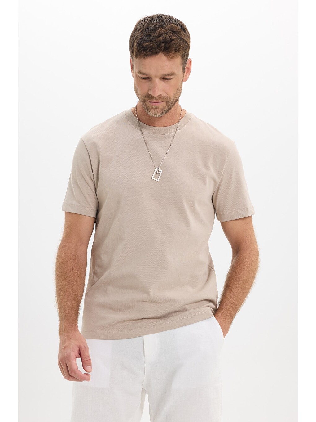 Unisex Regular Fit Rahat Kesim %100 Pamuk Bisiklet Yaka Gri Tişört-2