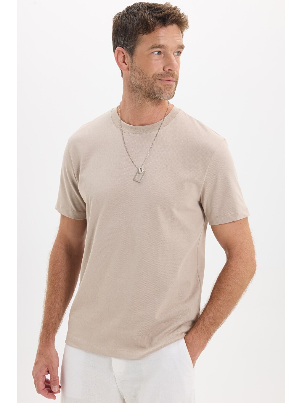 Unisex Regular Fit Rahat Kesim %100 Pamuk Bisiklet Yaka Gri Tişört-3