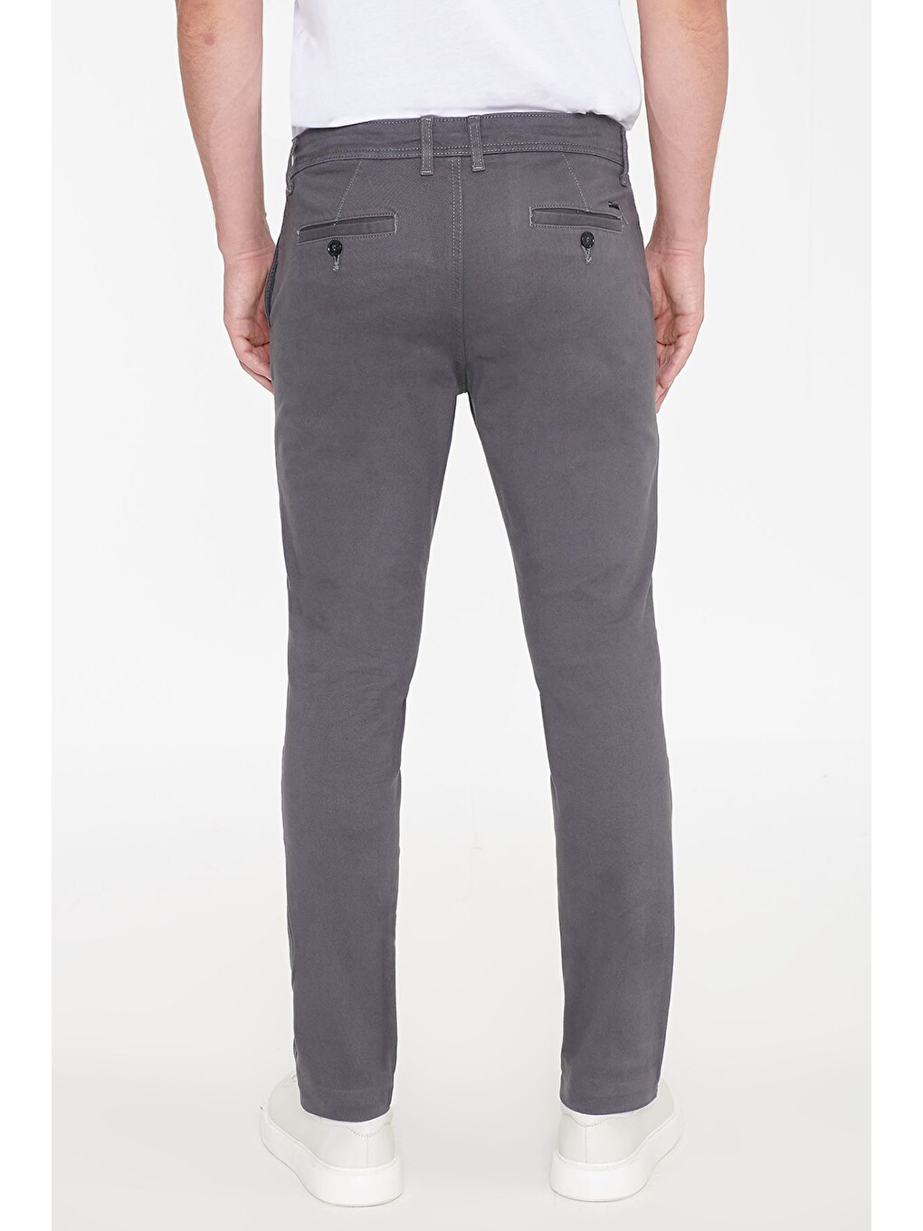 Erkek Antrasit Slim Fit Dar Kesim Pamuklu Esnek Chino Pantolon-4