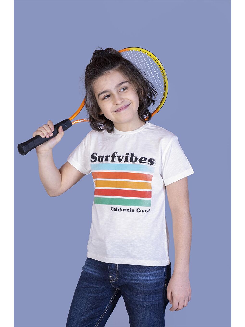 Toontoykids Ekru Erkek Çocuk Surfvibes Baskılı Tişört