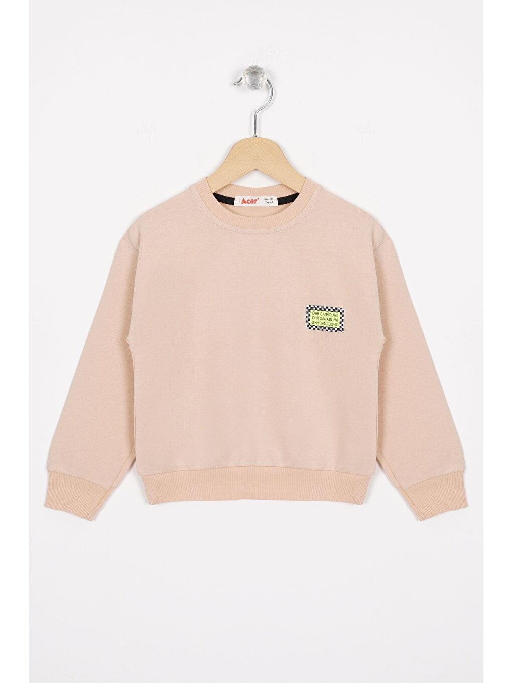 Bisiklet Yaka Bej Renk Kız Çocuk Sweatshirt