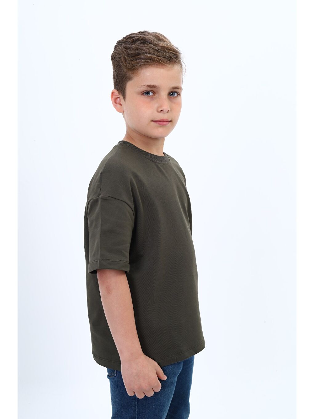 Haki Erkek Çocuk Baskılı Tişört-1