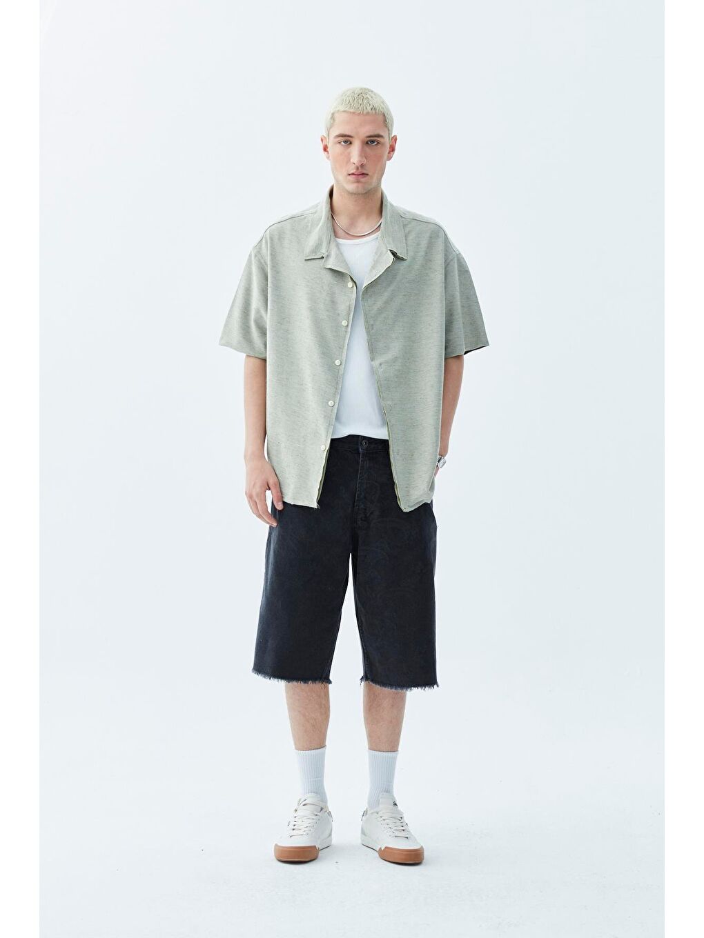 Oversize Keten Gömlek Haki