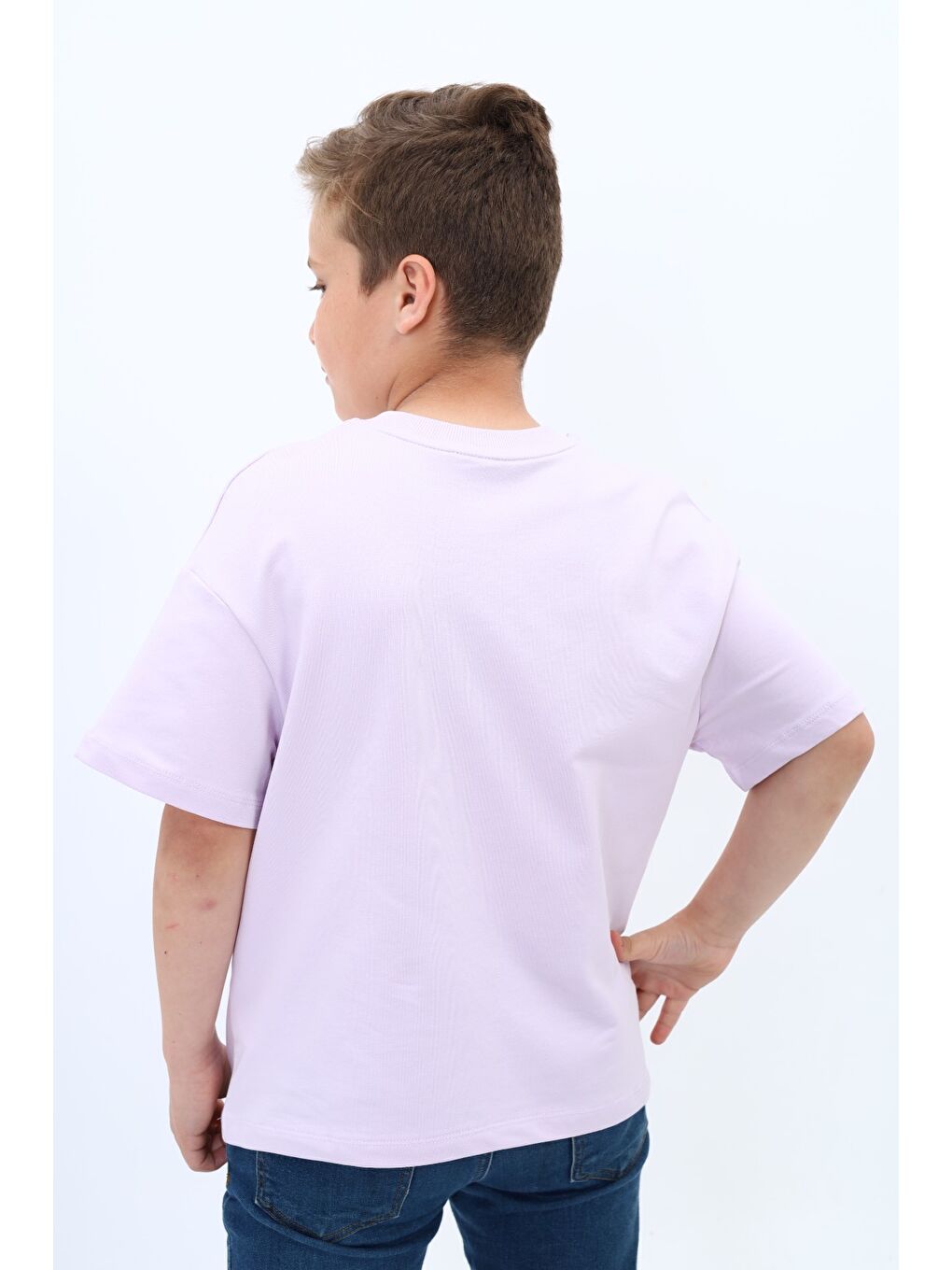 Lila Erkek Çocuk Baskılı Tişört-4